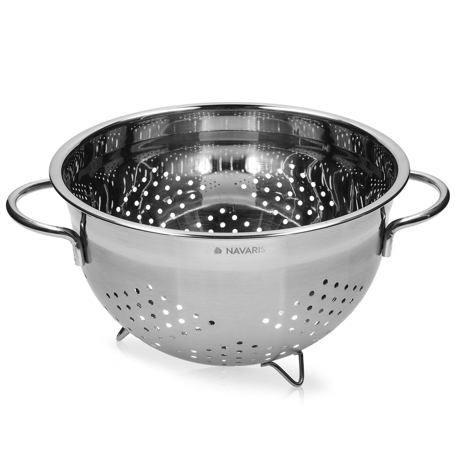 Navaris Seiher Abtropfsieb Edelstahl - Ø24cm Seiher mit Füßen - Metall Abgiesser, Edelstahl, (1-St)