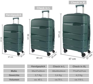 Frentree Koffer 360° drehbar mit TSA-Zahlenschloss, 4 Rollen, Trolley (3 Größen: Handgepäck/L/XL oder SET) aus ABS Kunststoff