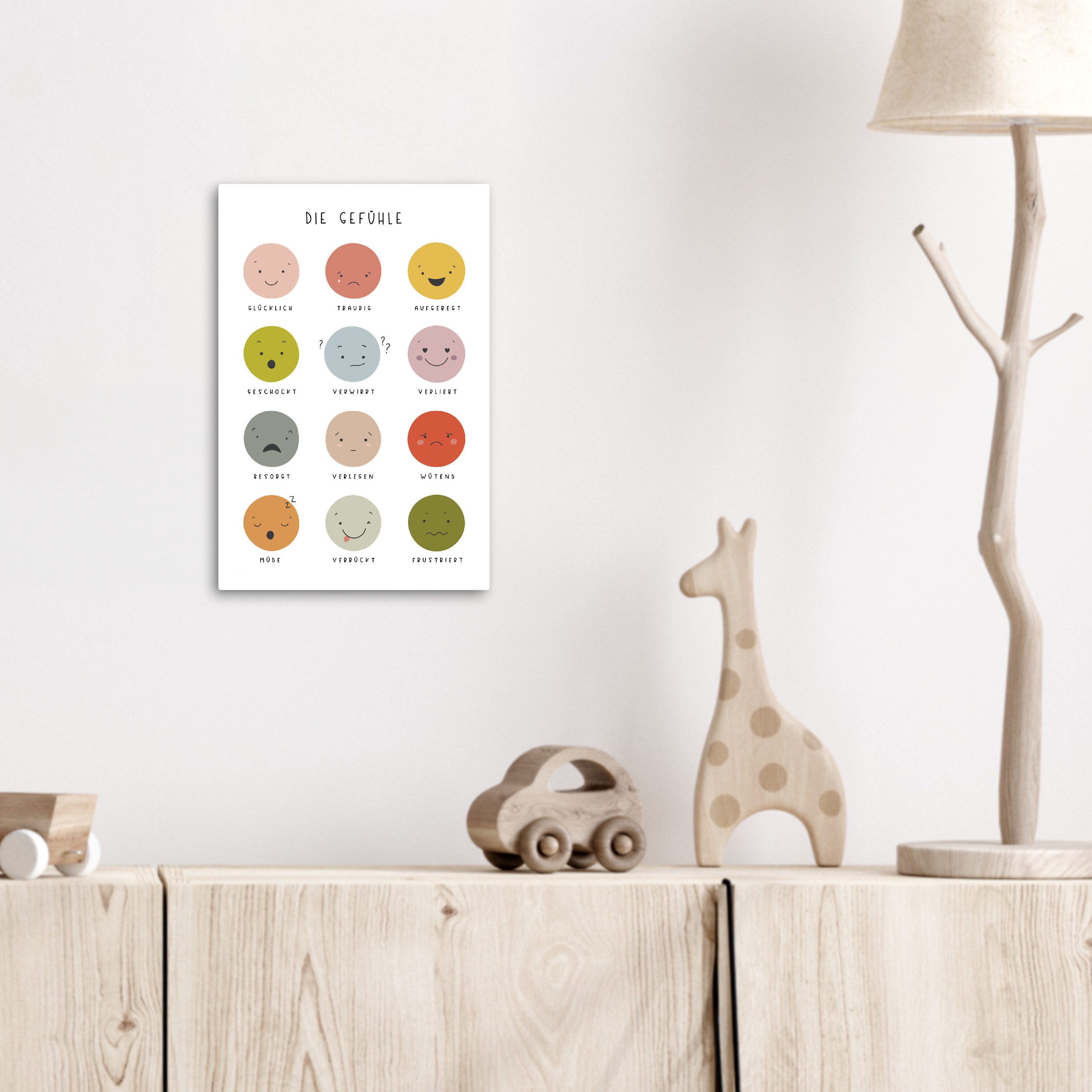 OneMillionCanvasses® Leinwandbild Pädagogisch - Gefühle lernen - Weiß - Emotionen, Fotodruck (1 St), Kinderzimmer Deko, Mädchen und Jungen Bilder 20x30 cm – Bild 3 von 5