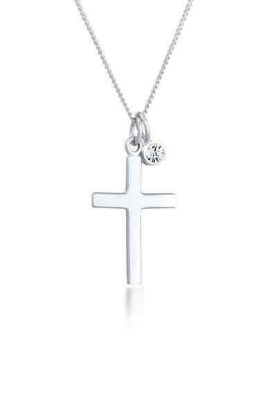 Elli Kette mit Anhänger »Kreuz Religion Kristalle 925 Silber«, Kreuz