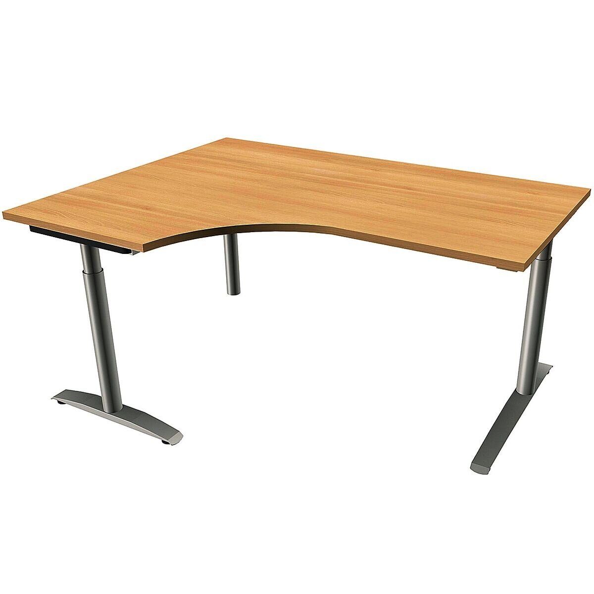 FMBUEROMOEBEL Eckschreibtisch Oldenburg, Schreibtisch 90° Winkel links, B 160 cm, Höhe 65-85 cm, C-Fuß Rundrohr