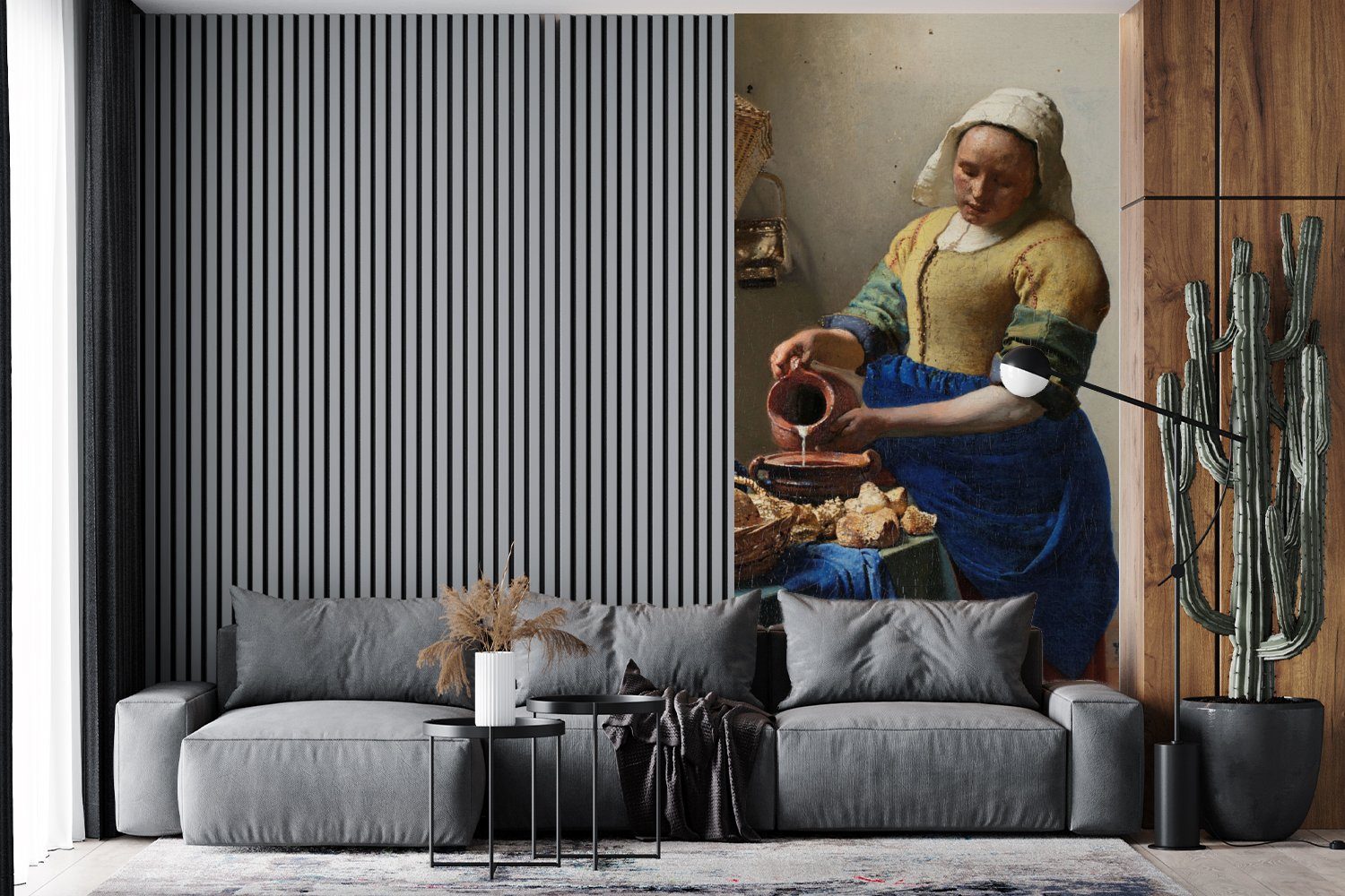 MuchoWow Vliestapete - Schlafzimmer (2 Johannes St), Küche, bedruckt, Fototapete Wohnzimmer Vermeer, Das Matt, Fototapete von Milchmädchen für Gemälde
