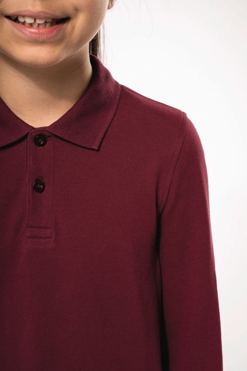 Kariban Poloshirt Polohemd mit langen Ärmeln für Kinder.