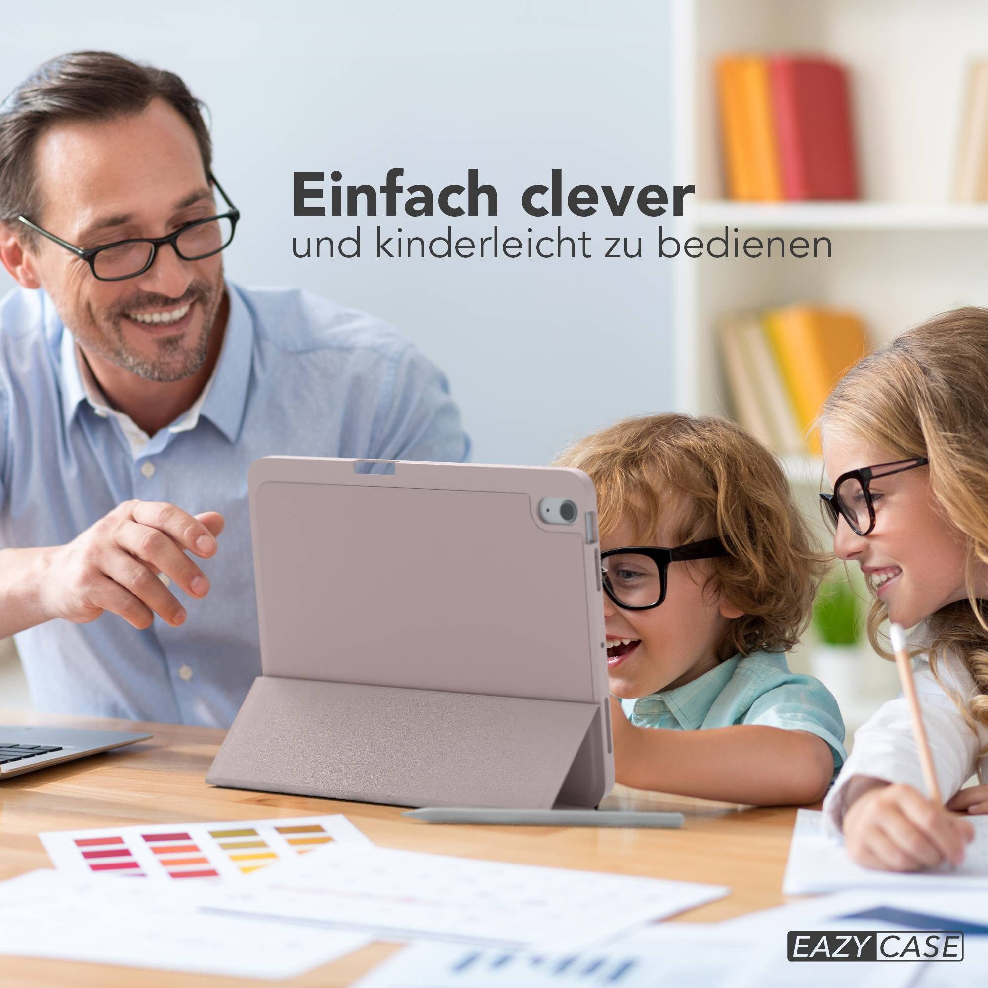 EAZY CASE Tablet-Hülle Penholder Smartcase für Apple iPad Air 11 (2024) 11 Zoll, Hülle mit Stifthalter magnetisch kratzfeste Tasche zum Aufkappen Rosa