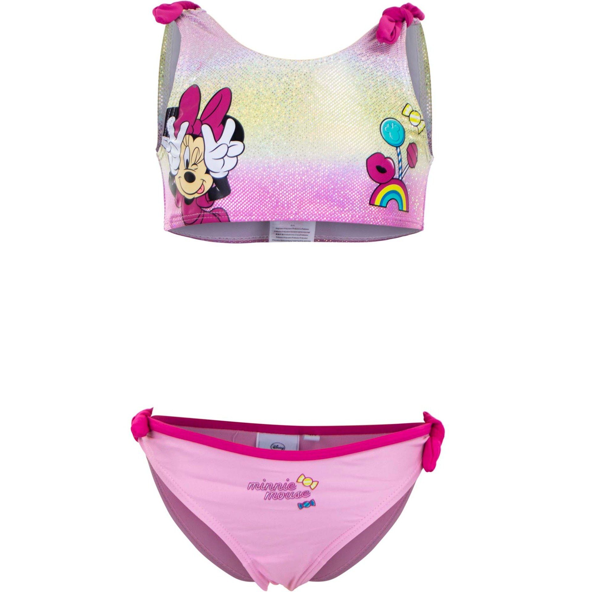 Disney Minnie Mouse 128 Pink 98 Gr. Bikini bis Mädchen Bustier-Bikini Minnie Maus Kinder