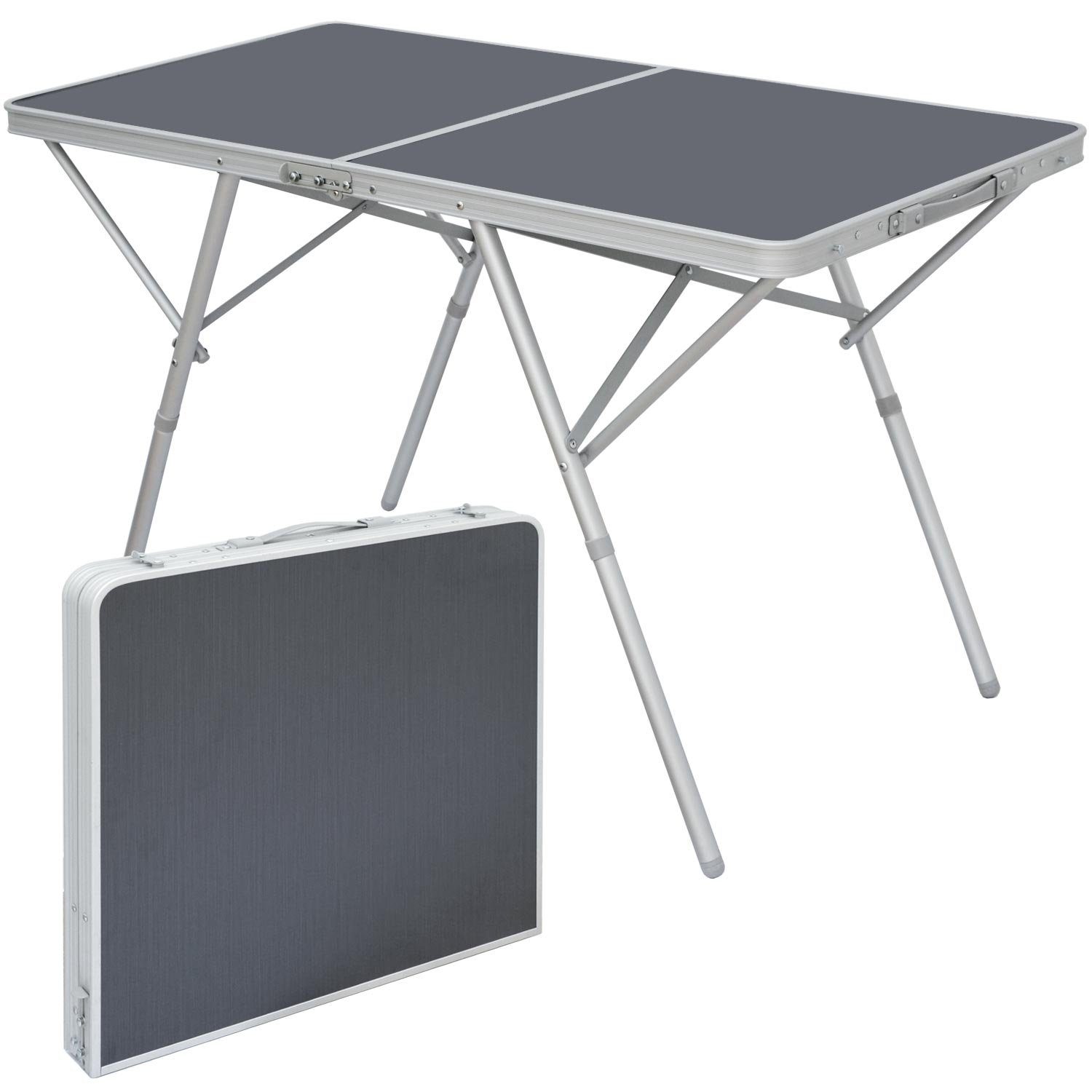 AMANKA Campingtisch Standfester Aluminium Campingtisch Klapptisch, 120x60x70cm Alutisch grau