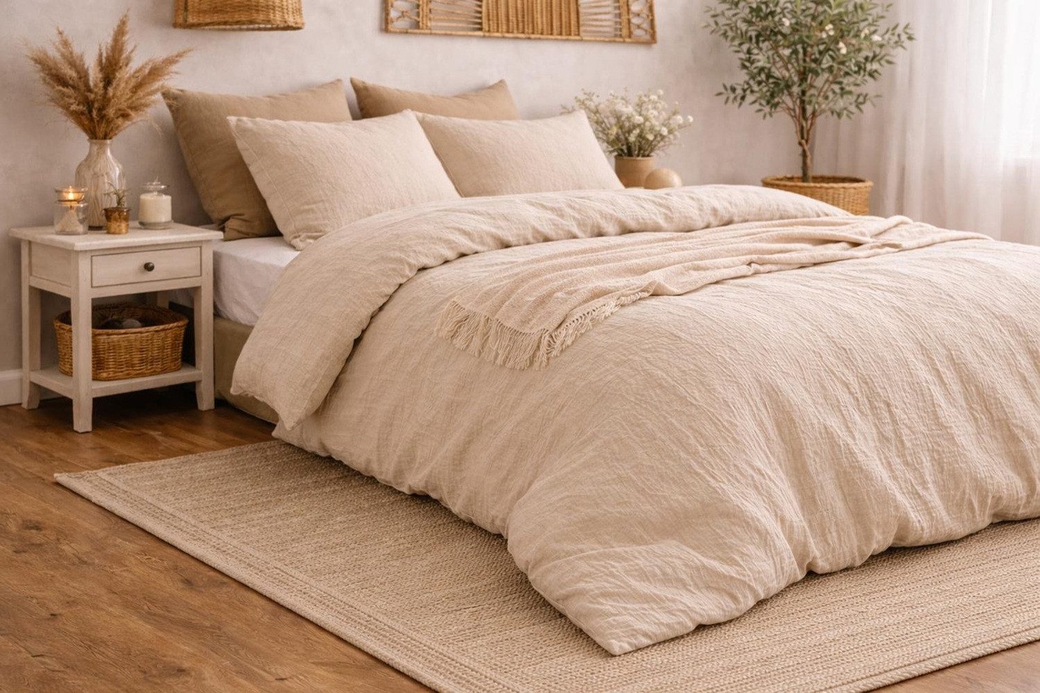 Sandiik Bettwäsche Musselin Bettwäsche „Oat Beige“ – aus Biobaumwolle, Biobaumwolle, Made in Stuttgart