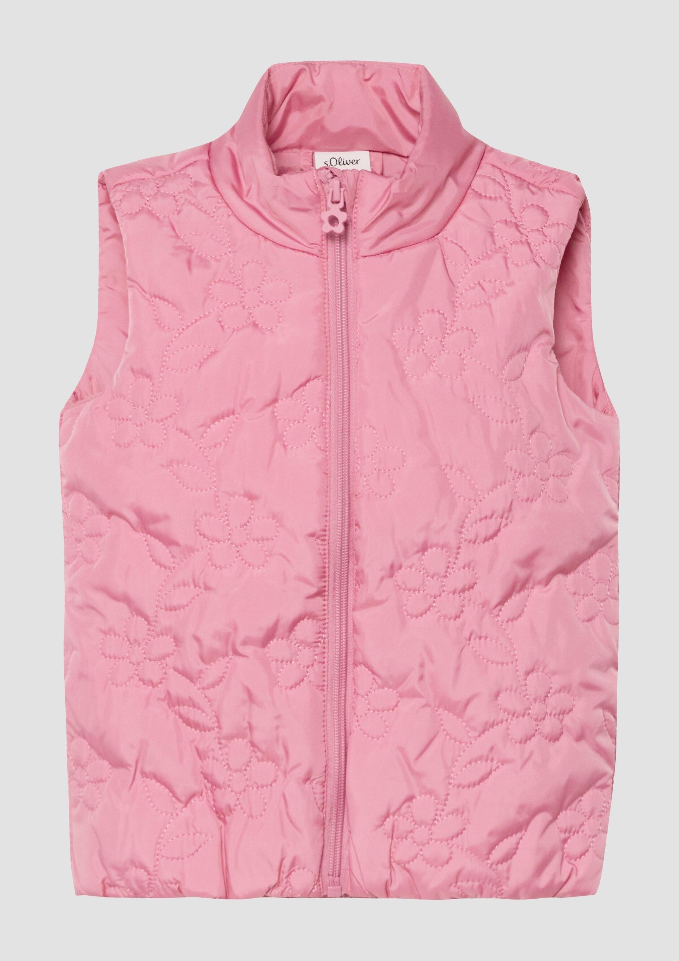 s.Oliver Outdoorjacke Outdoor-Weste Leicht wattierte Weste mit Stehkragen und Blumenmuster