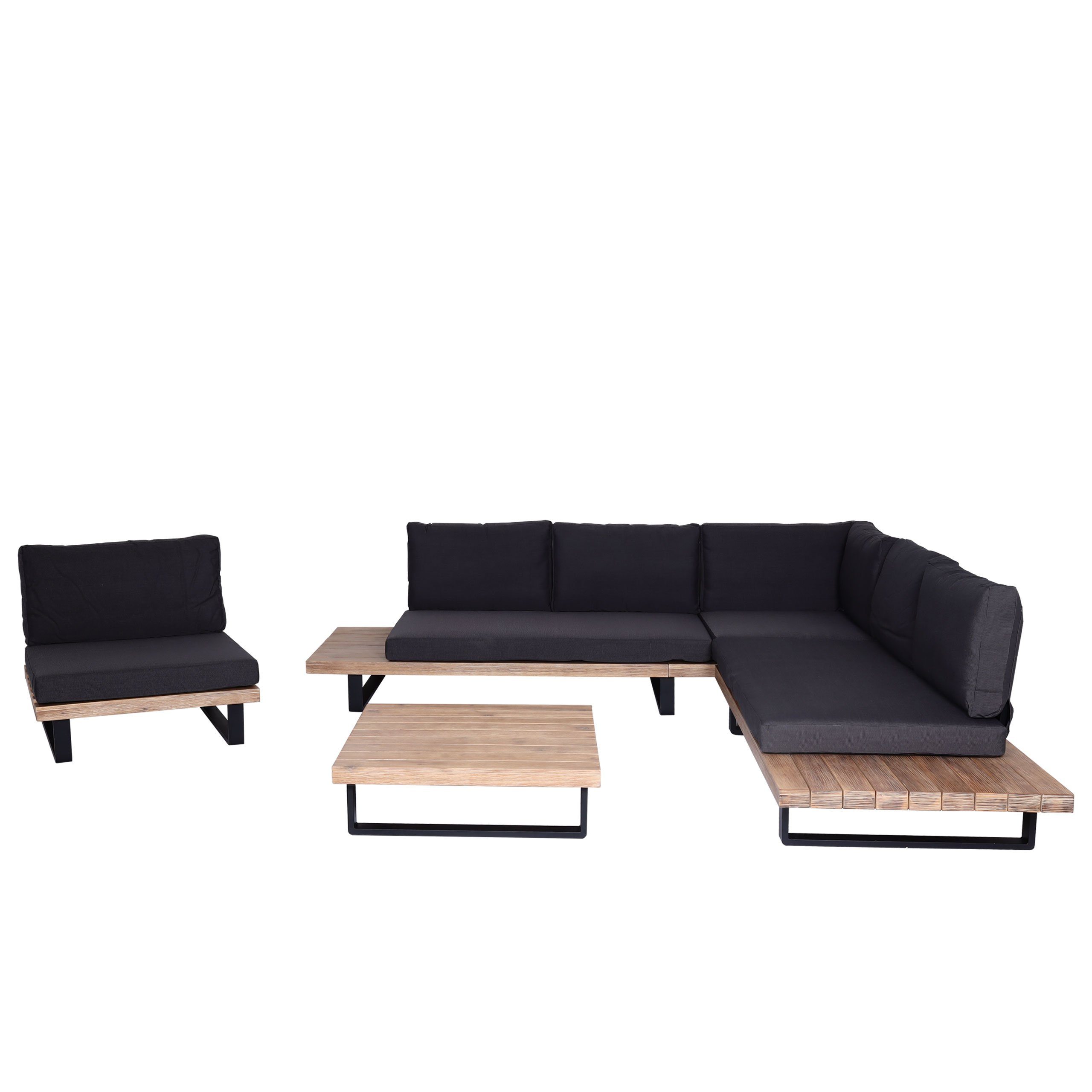 MCW Loungeset MCW-H54-Set, (4-tlg), Wasserabweisende und abnehmbare Bezüge, Hohe Stoffqualität 230g/m²