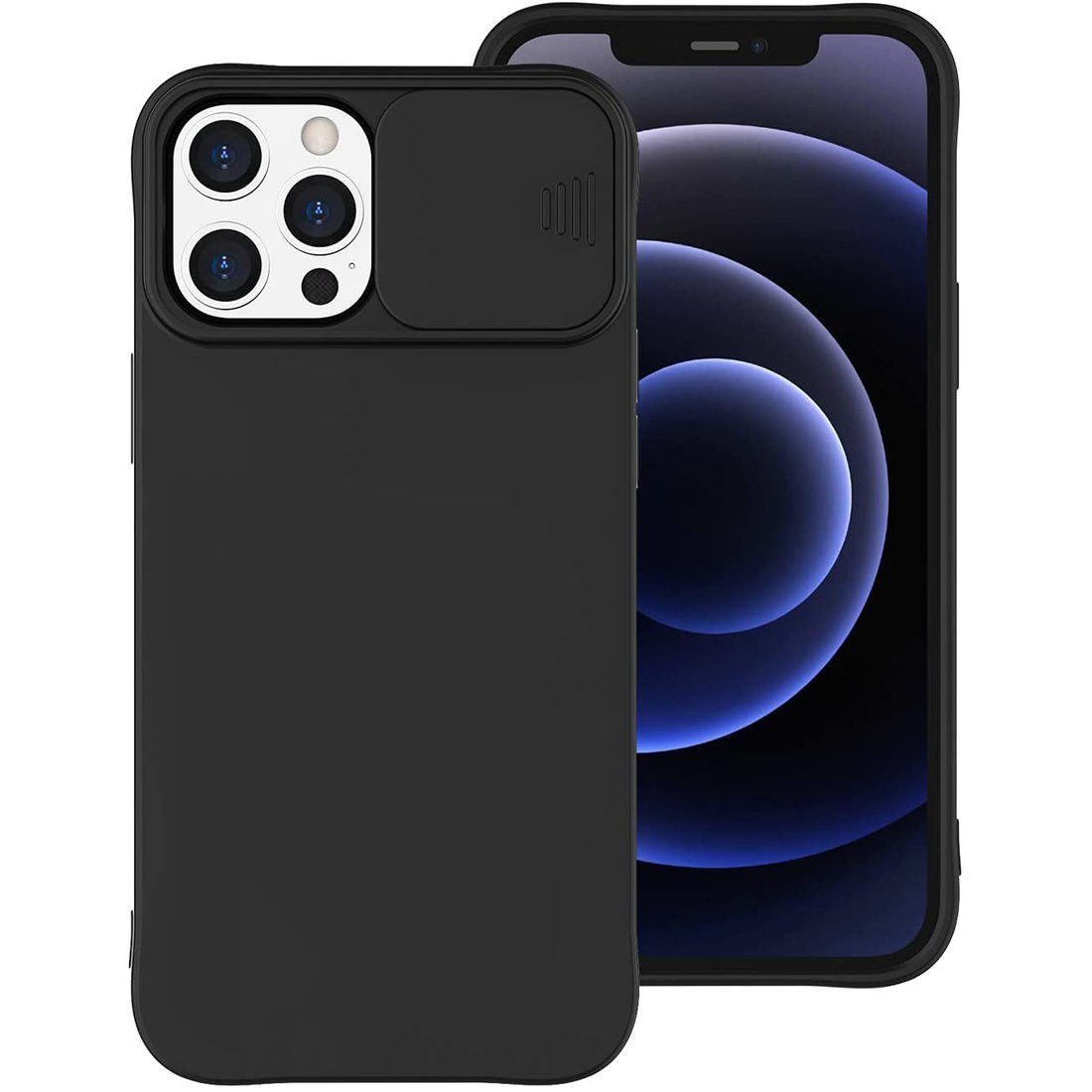 cofi1453 Handyhülle 360 Grad Schutz CamShield Silikon kompatibel mit iPhone 12 Pro, Cover Schutzhülle