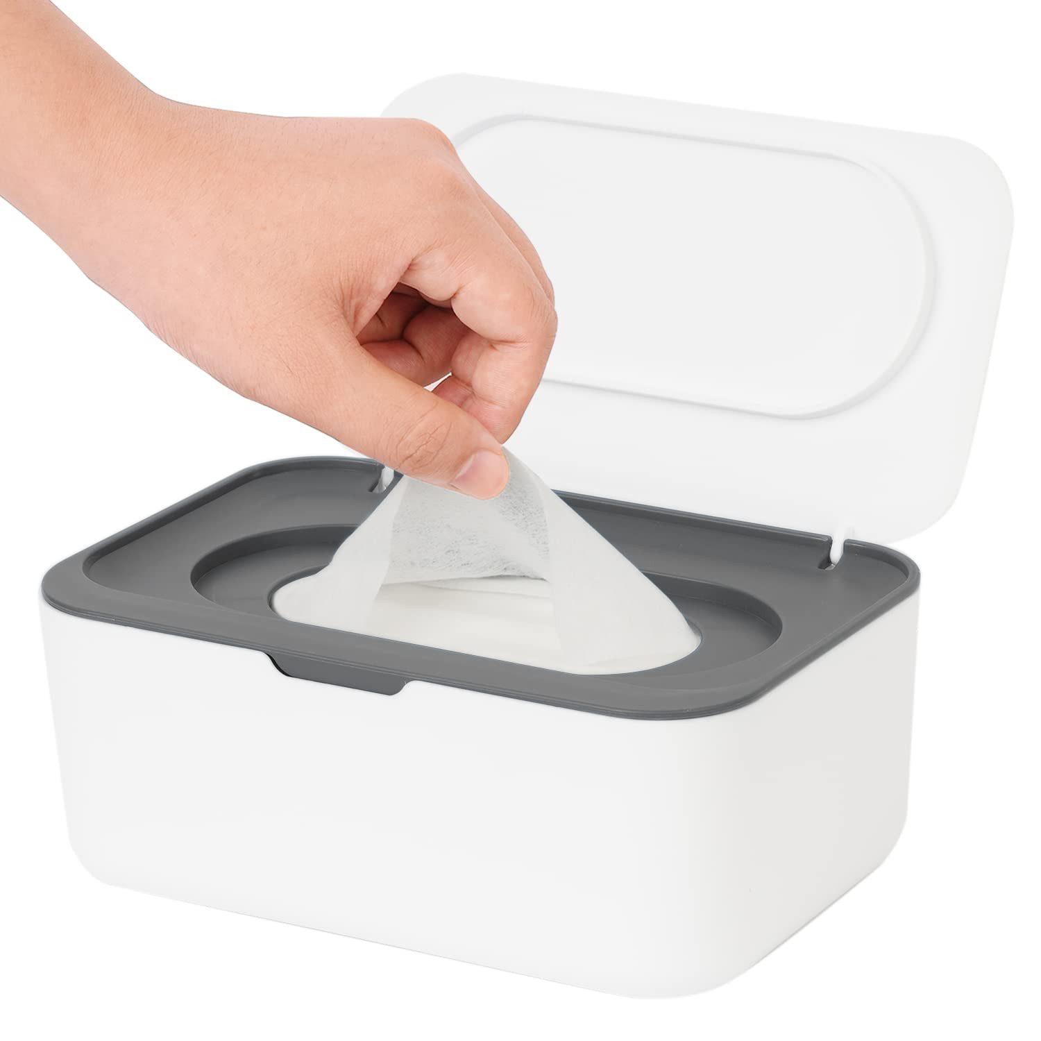 FOUORTUNATE-BEE Feuchttücherbox Feuchttücher Box (Feuchtuchspender für Baby & Erwachsene, Nachfüllbare Feuchtes Toilettenpapier Box, Hält Tücher Frisch, Einhandbedienung)