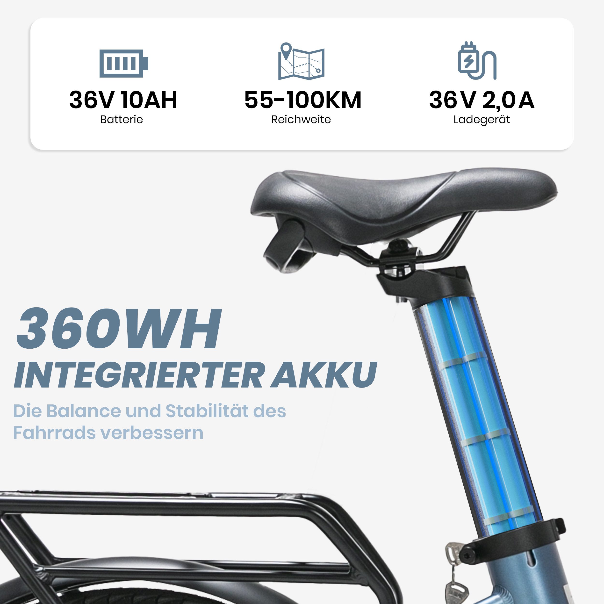 JOBOBIKE E-Bike Klapprad 20 Zoll Faltrad, Ace P 360Wh, 100km, hydr. Scheibenbremsen, nur 22kg, 7 Gang Shimano, Kettenschaltung, Heckmotor, 360 Wh, (mit Bluetooth und APP, Sitzrohrakku, Drehmomentsensor), klappbar, Pedelec E-Citybike, Elektrofahrrad für Damen und Herren