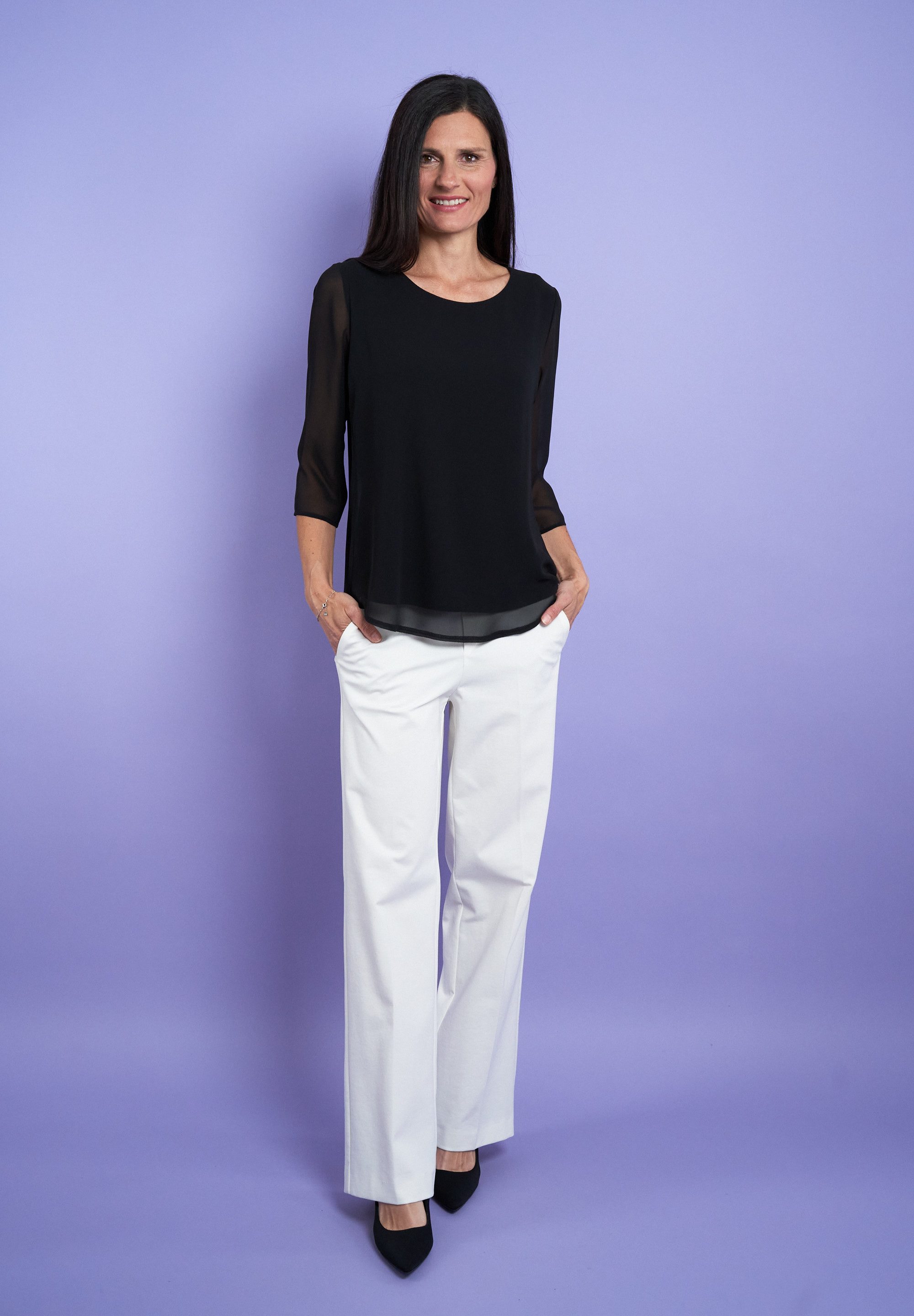 Seidel Moden Chiffonbluse mit 3/4-Armen und günstig online kaufen