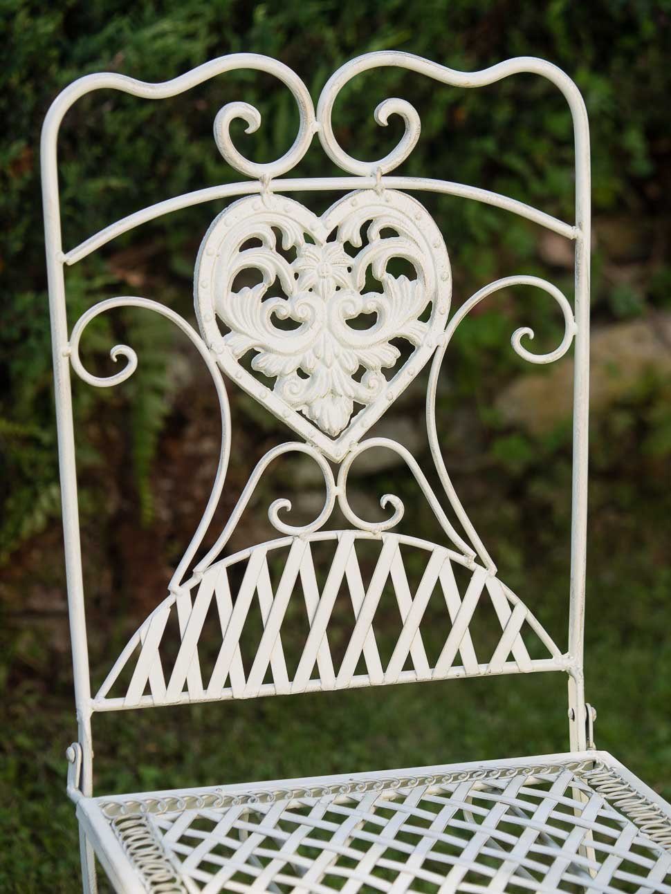 Gartenstuhl 2x weiß Bistrostuhl Gartenstuhl Eisen Aubaho Stil Stuhl antik creme Garten