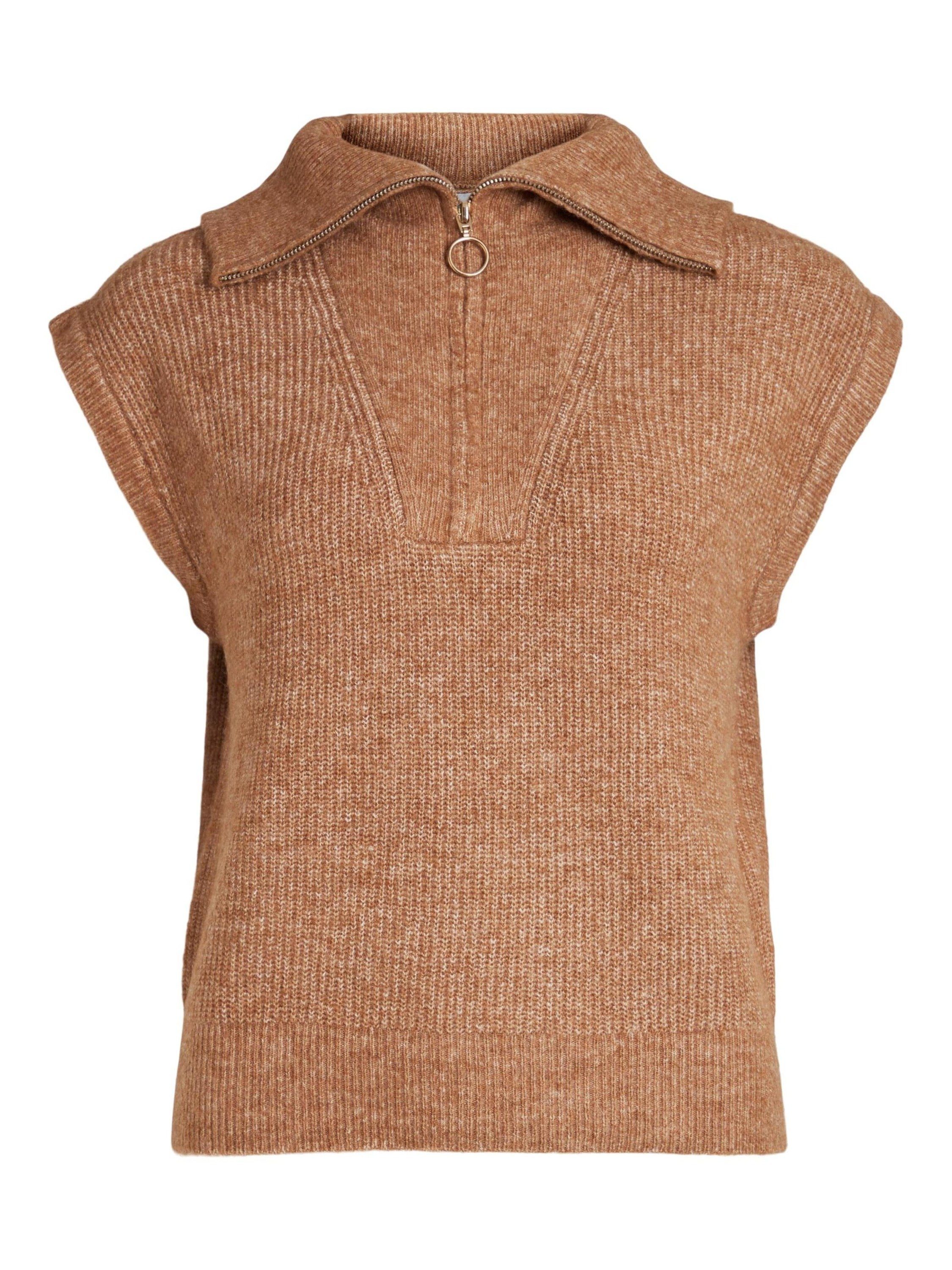 Vila Strickpullover Mathilda (1-tlg) Plain/ohne Details camel (22)