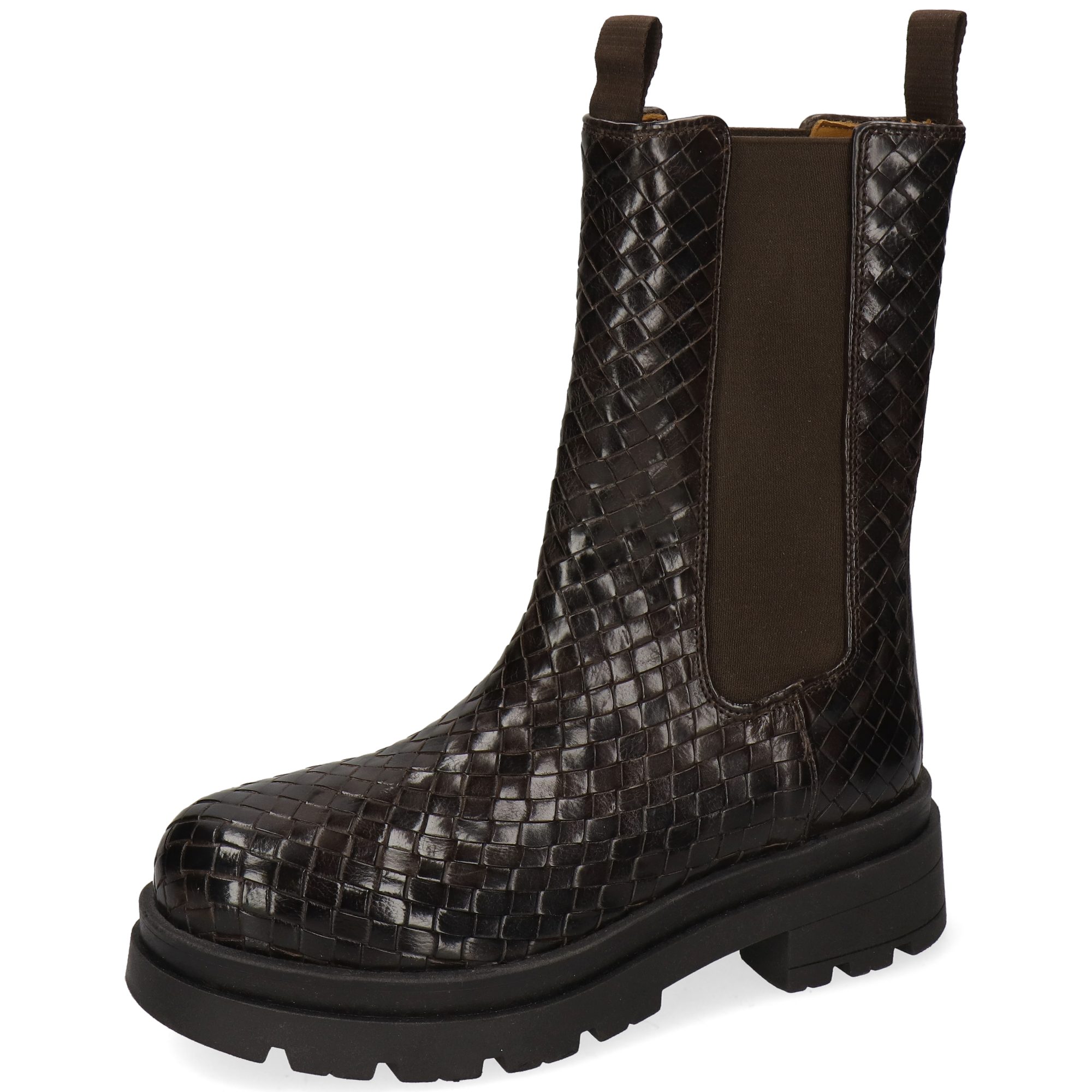 Melvin & Hamilton Peyton 1 Leder-Geflochtene Schuhe für Damen Stiefelette Plateausohlen, Echtes Leder, Von Hand geflochten