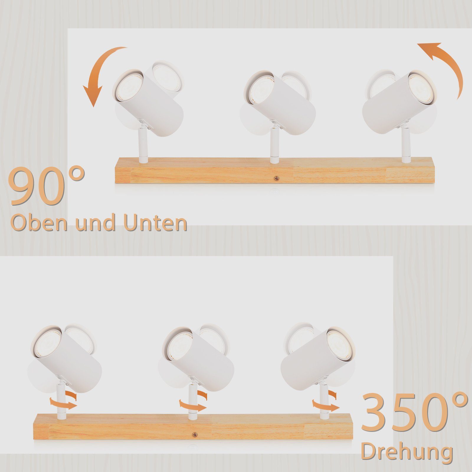 Nettlife Deckenstrahler 1/2/3 Flammig Landhaus Holz Deckenspots GU10, Schwe günstig online kaufen