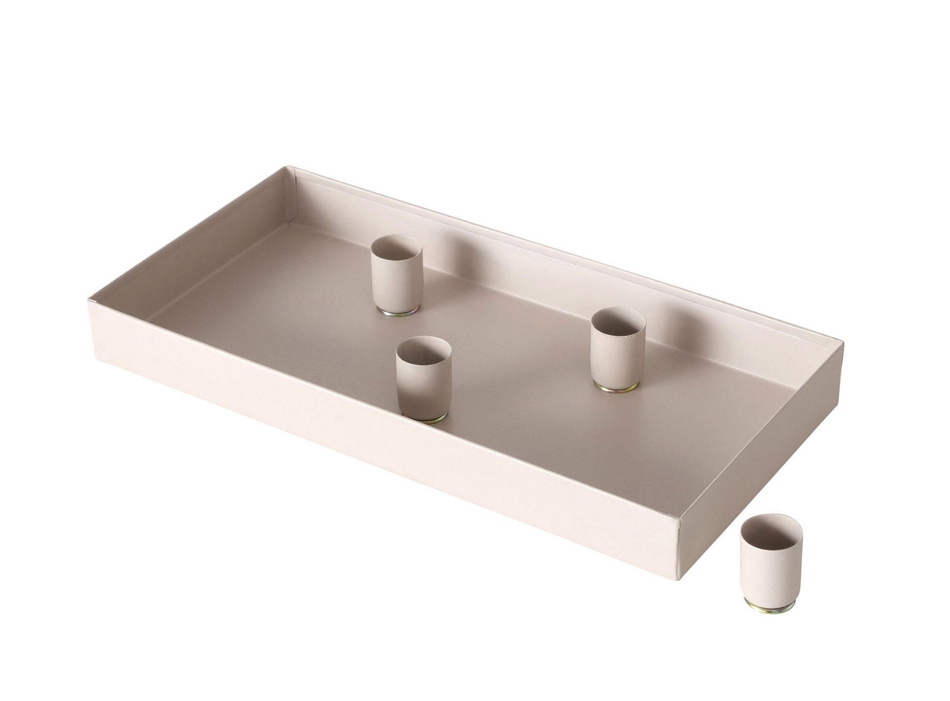 Spetebo Kerzentablett Magnet Kerzentablett beige - 30 x 15 cm (Packung, 1 tlg), Metall Kerzenständer mit 4 magnetischen Haltern
