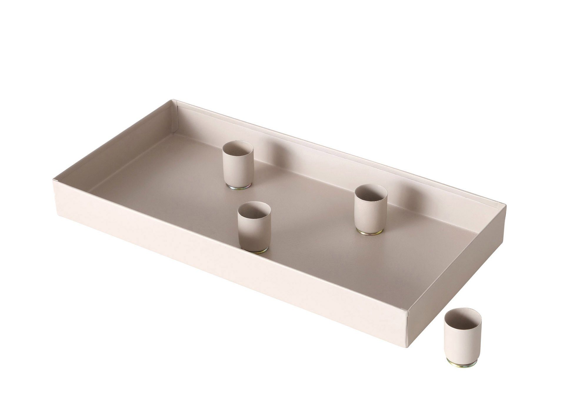 mit x magnetischen Kerzentablett 4 Magnet cm 30 15 beige - Kerzenständer tlg), Spetebo (Packung, Haltern 1 Kerzentablett Metall