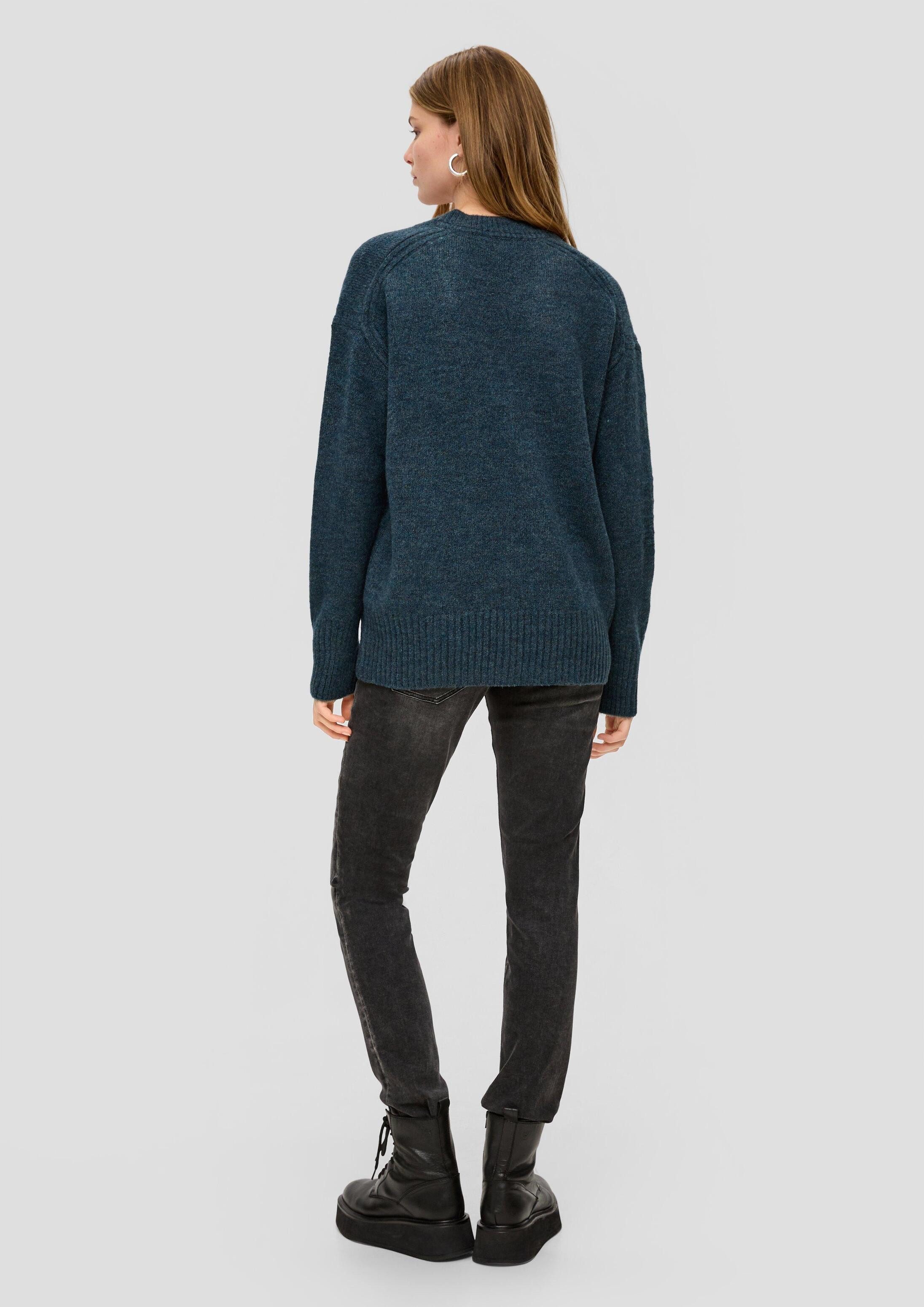 QS Longpullover Strickpullover Strickpullover mit V-Ausschnitt