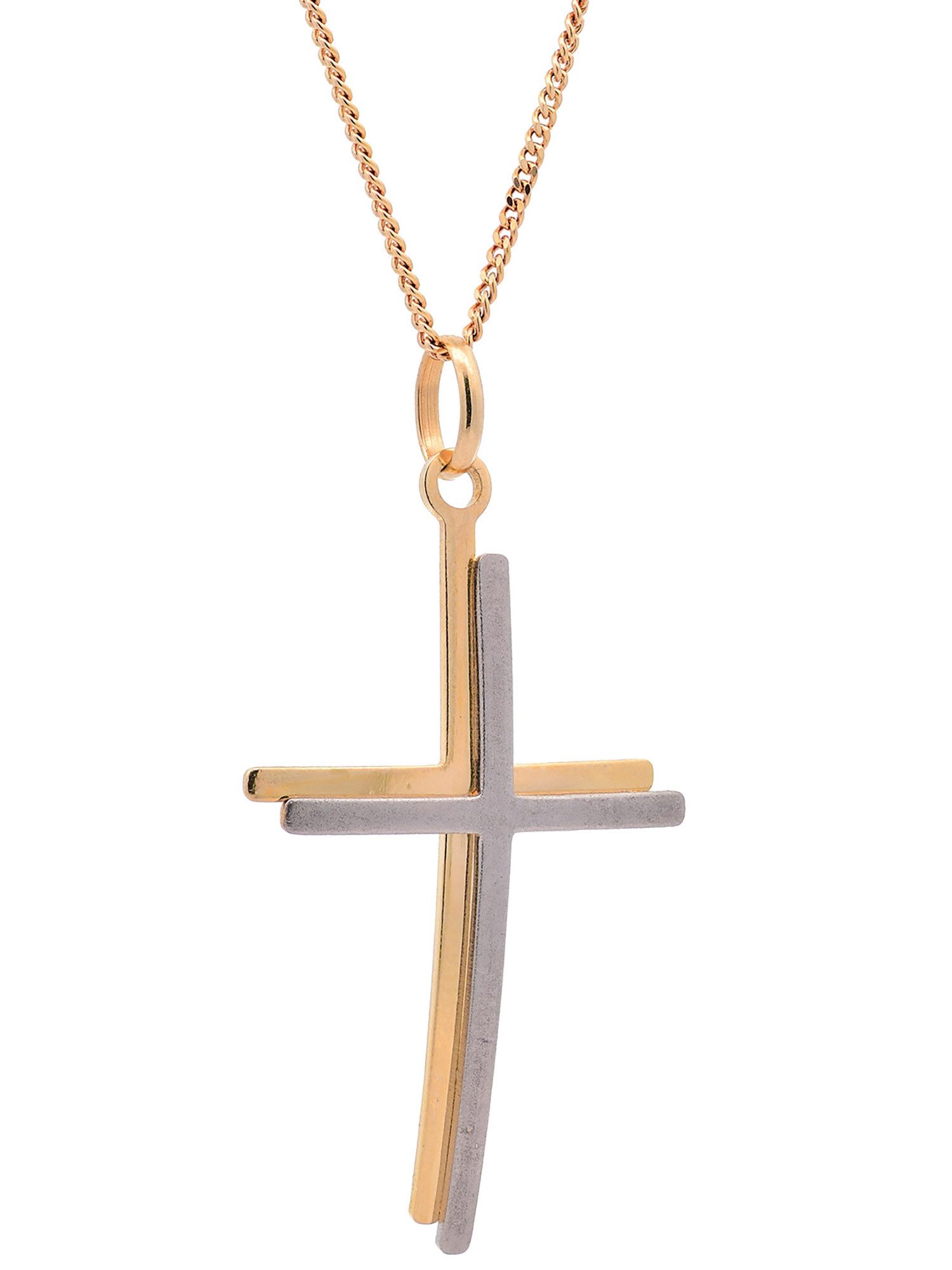 Kettenanhänger Anhänger Kreuz mit 1,1 mm Goldkette 36 cm 585-14 Karat Gold