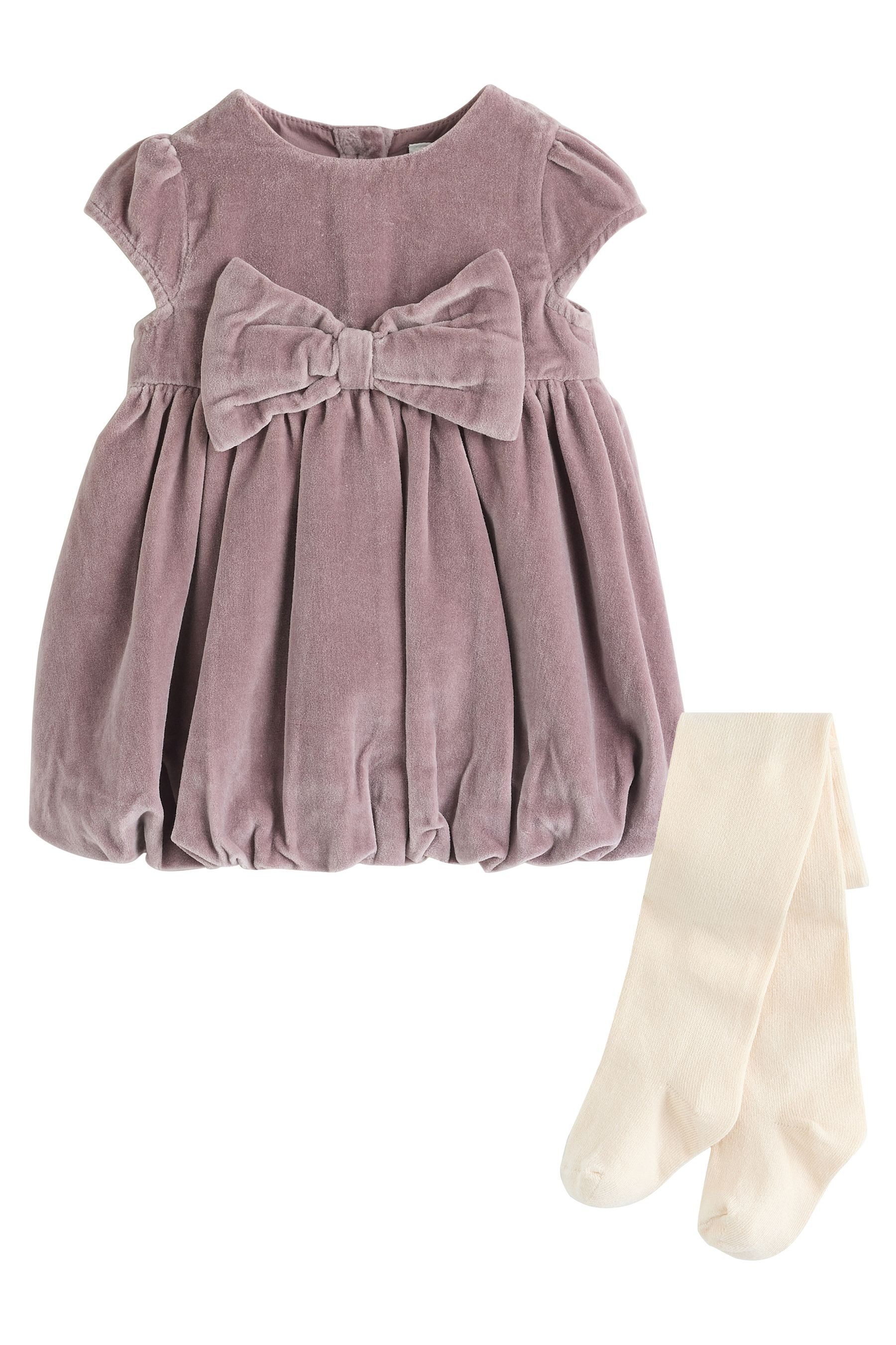 Next Samtkleid Baby Kleid und Strumpfhose im 2-teiligen Set (2-tlg)