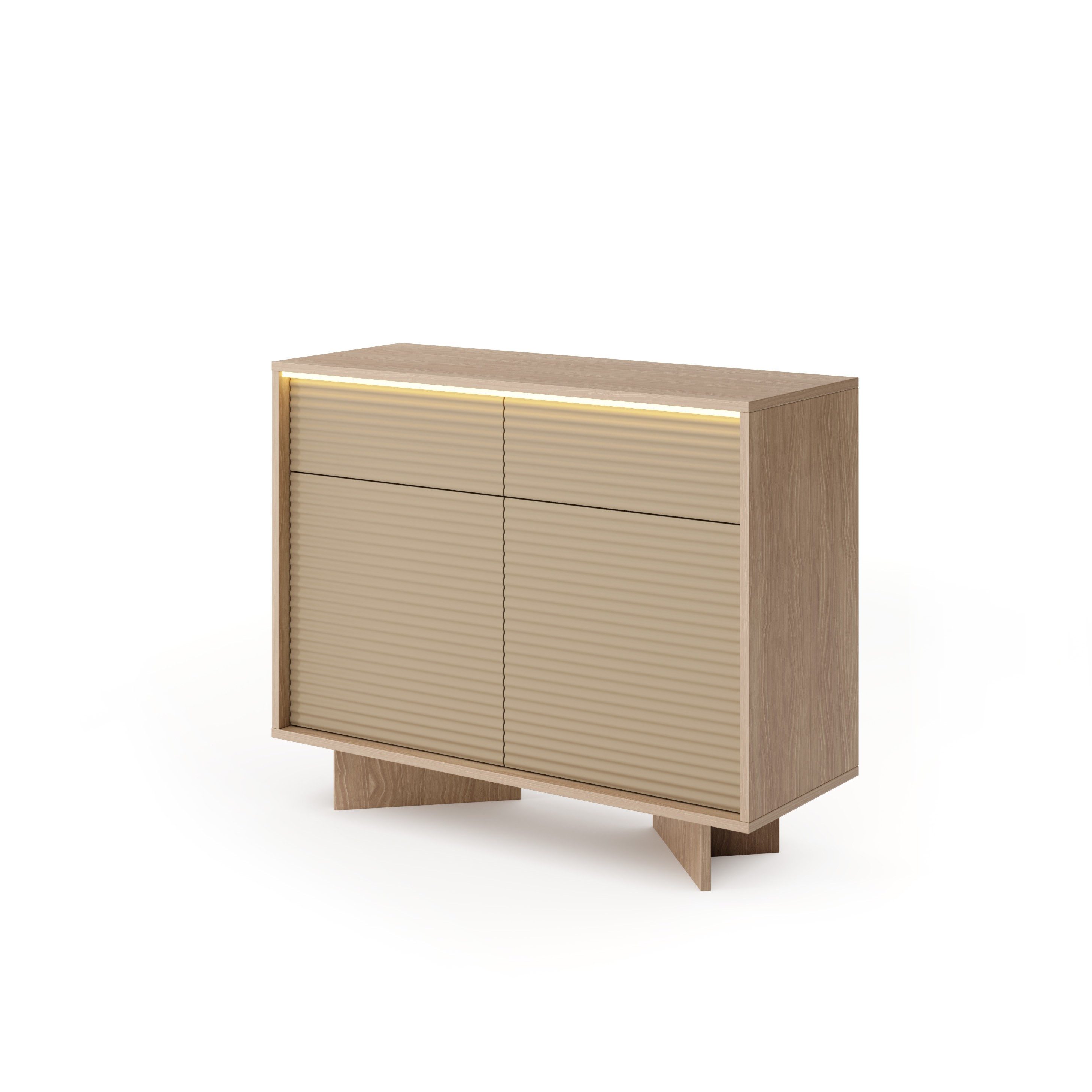 Masseno Kommode RIGATO 103,9 cm Sideboard mit 2 Schubladen und 2 Türen Beige