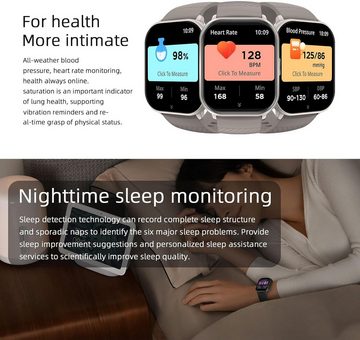 findtime Zifferblätter personalisieren Smartwatch (2,01 Zoll, Android, iOS), mit Telefonfunktion Fitness Tracker Gesundheitsuhr Blutdruckmessung