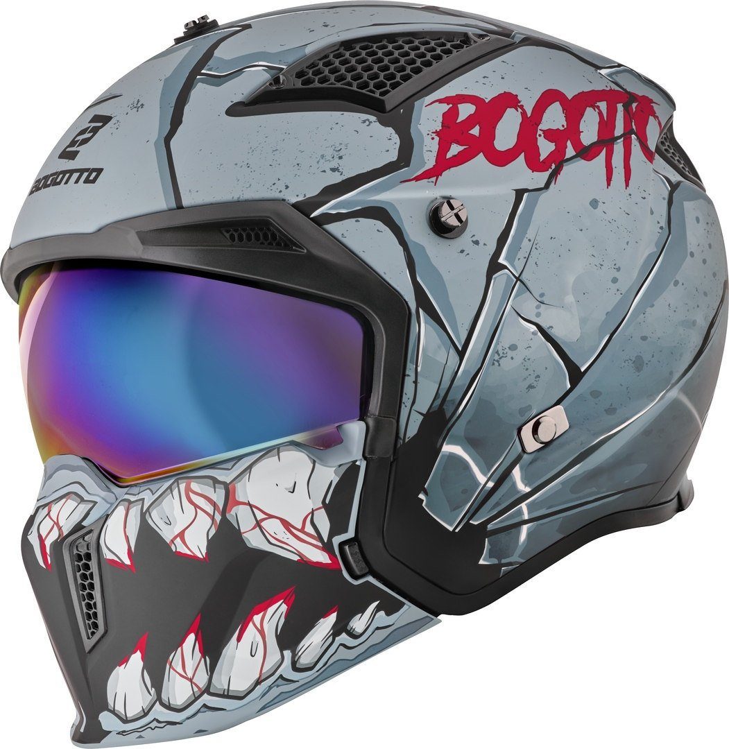 Bogotto Motorradhelm Radic Onix 22.06 Helm, Herausnehmbares Innenfutter,integriertes Sonnenvisier