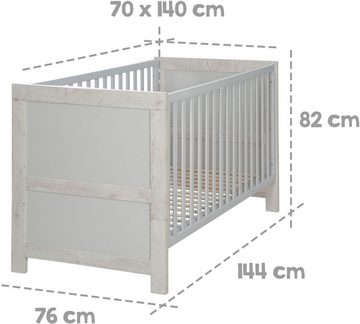 roba® Babymöbel-Set Mila, (Spar-Set, 2-St., Kinderbett, Wickelkommode), mit Kinderbett und Wickelkommode