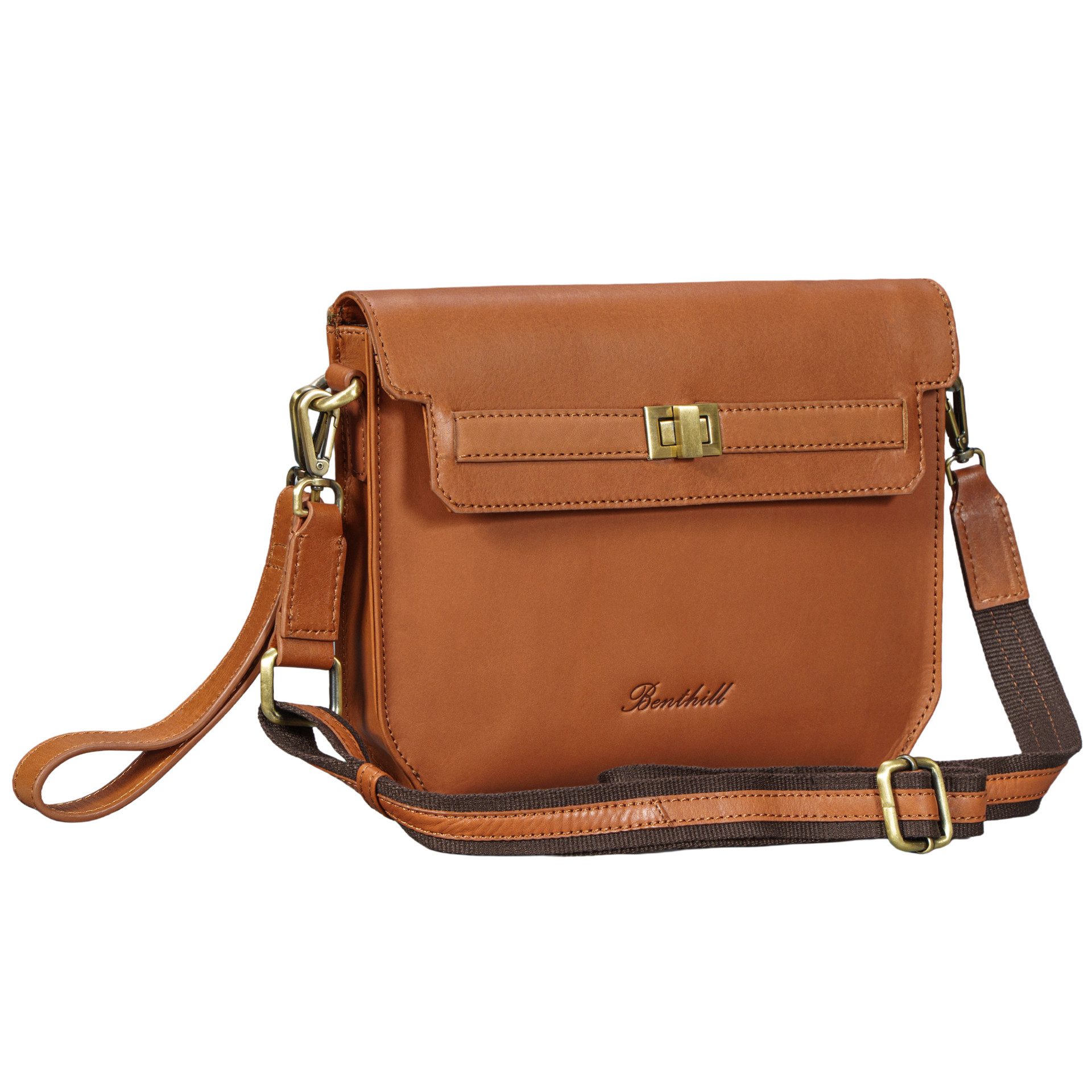 Benthill Handtasche Herren Damen Echt Leder Handtasche Handgelenktasche Schultertasche, Schultergurt / Umhängegurt Reißverschlussfach