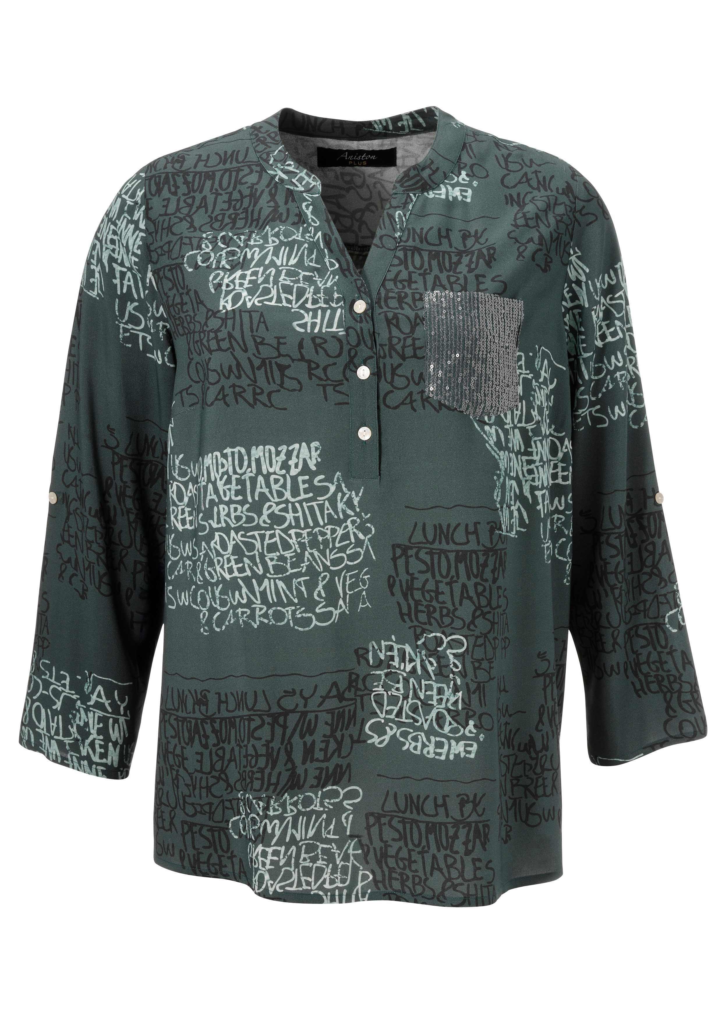 Aniston PLUS Schlupfbluse mit Pailletten an der Brusttasche - NEUE KOLLEKTION