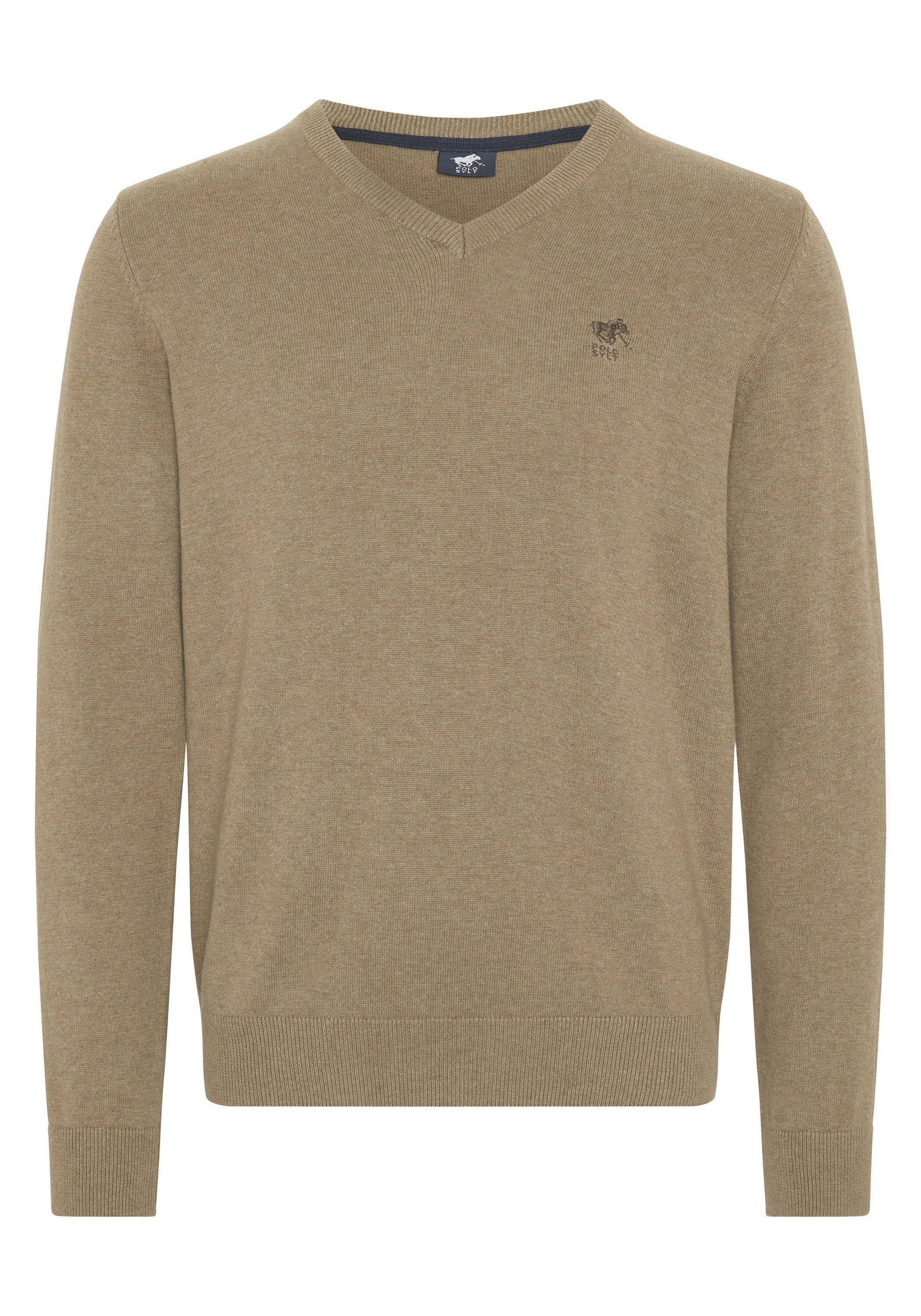 Polo Sylt Strickpullover mit V-Neck und Stickerei günstig online kaufen