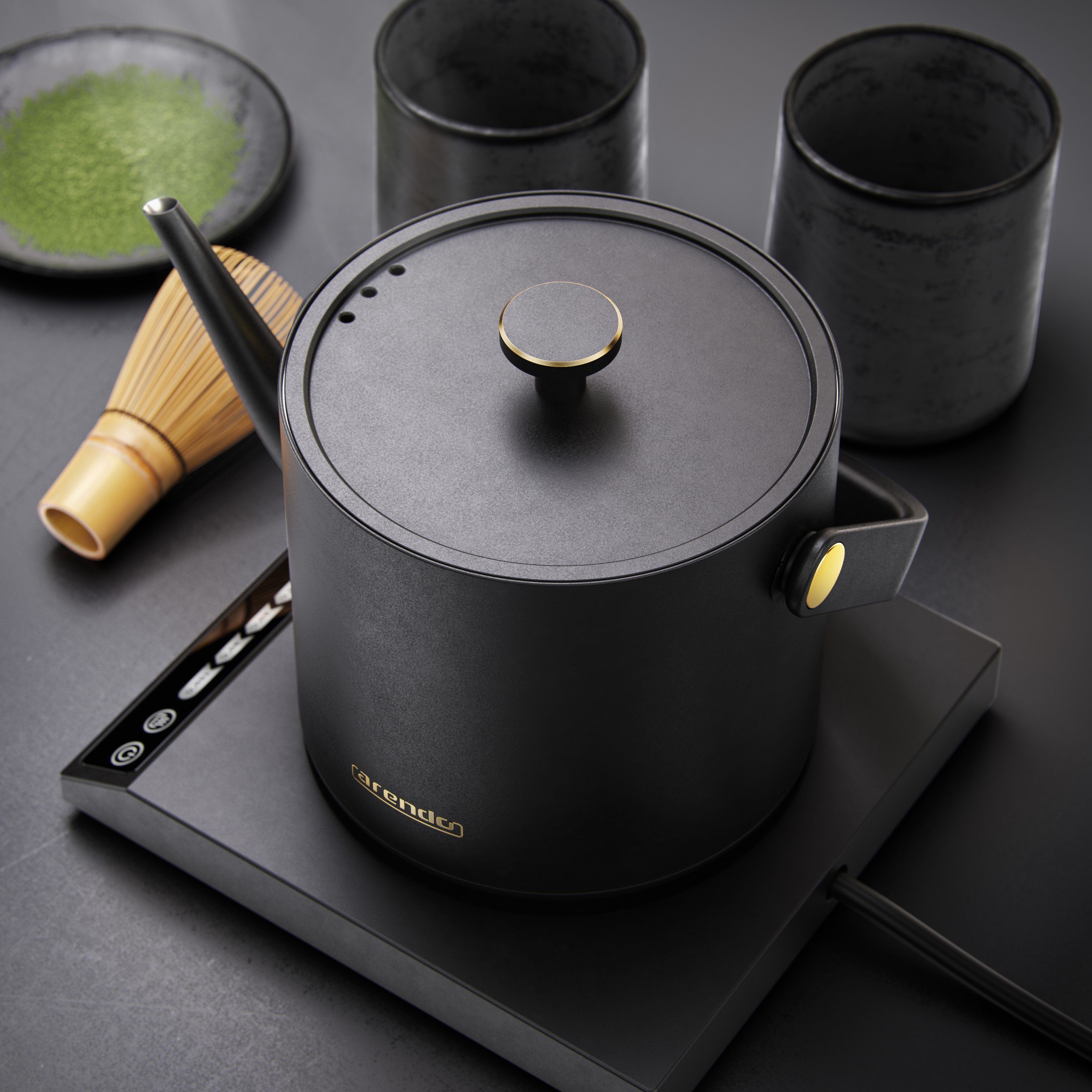 Arendo Wasserkocher aus Edelstahl, mit Temperatureinstellung, Retro Design, Teekocher, 0,5 l, 1000 W, Warmhaltefunktion 30 min, Temperaturwahl 40° - 100°, Sensortasten