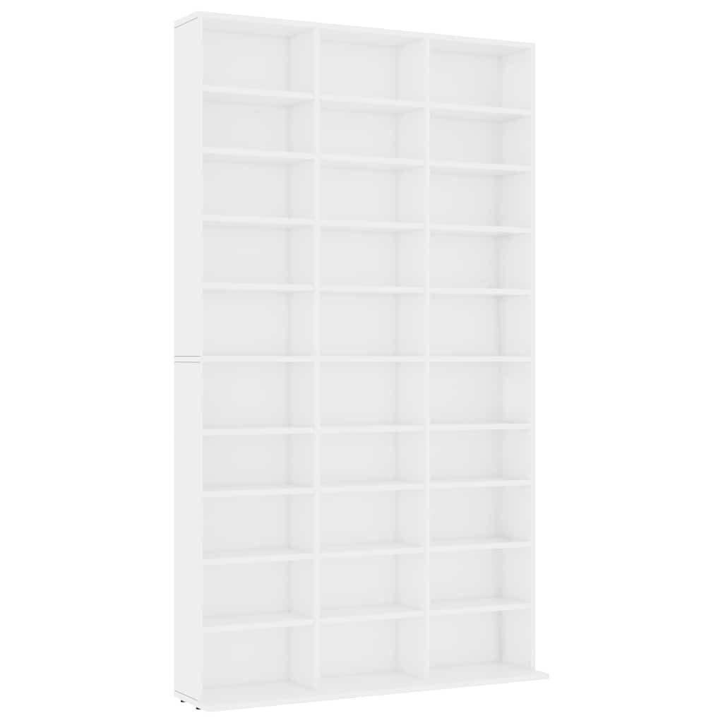 furnicato CD-Regal CD-Schrank Weiß 102x23x177,5 cm Holzwerkstoff, 1-tlg., Regal mit 30 offenen Fächern als Aktenschrank für das Büro
