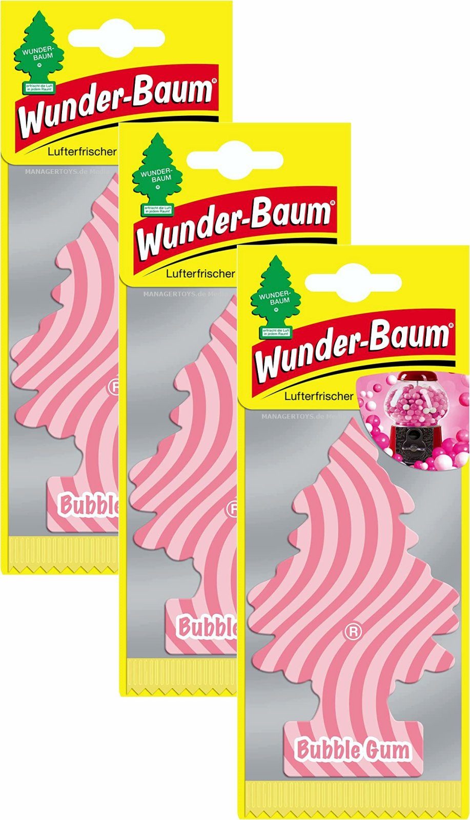 Wunder-Baum Dekohänger Bubble Gum 3er Duftbäumchen Wunderbaum 3 Set Lufterfrischer Kaugummi