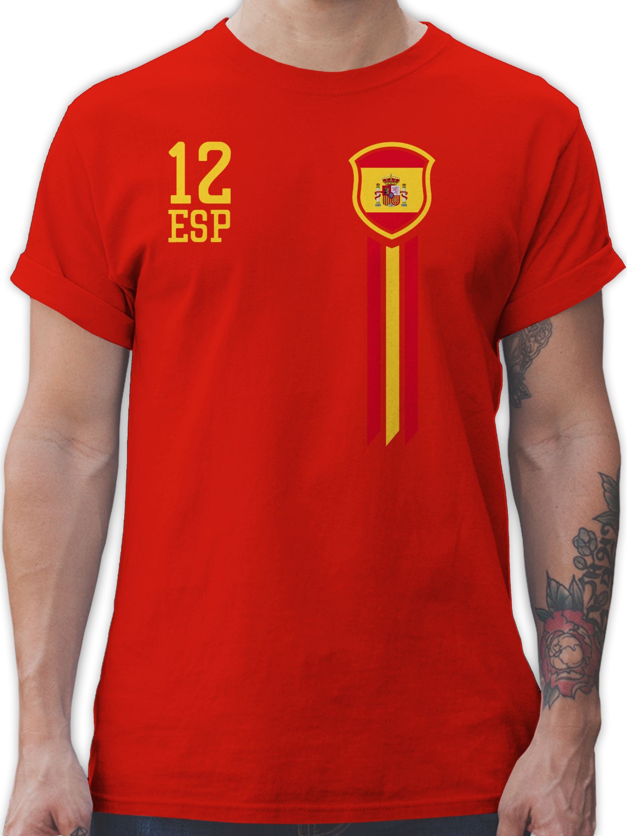 Shirtracer T-Shirt 12. Mann Spanien Fan-Shirt WM Fussball EM 2024 2 Rot