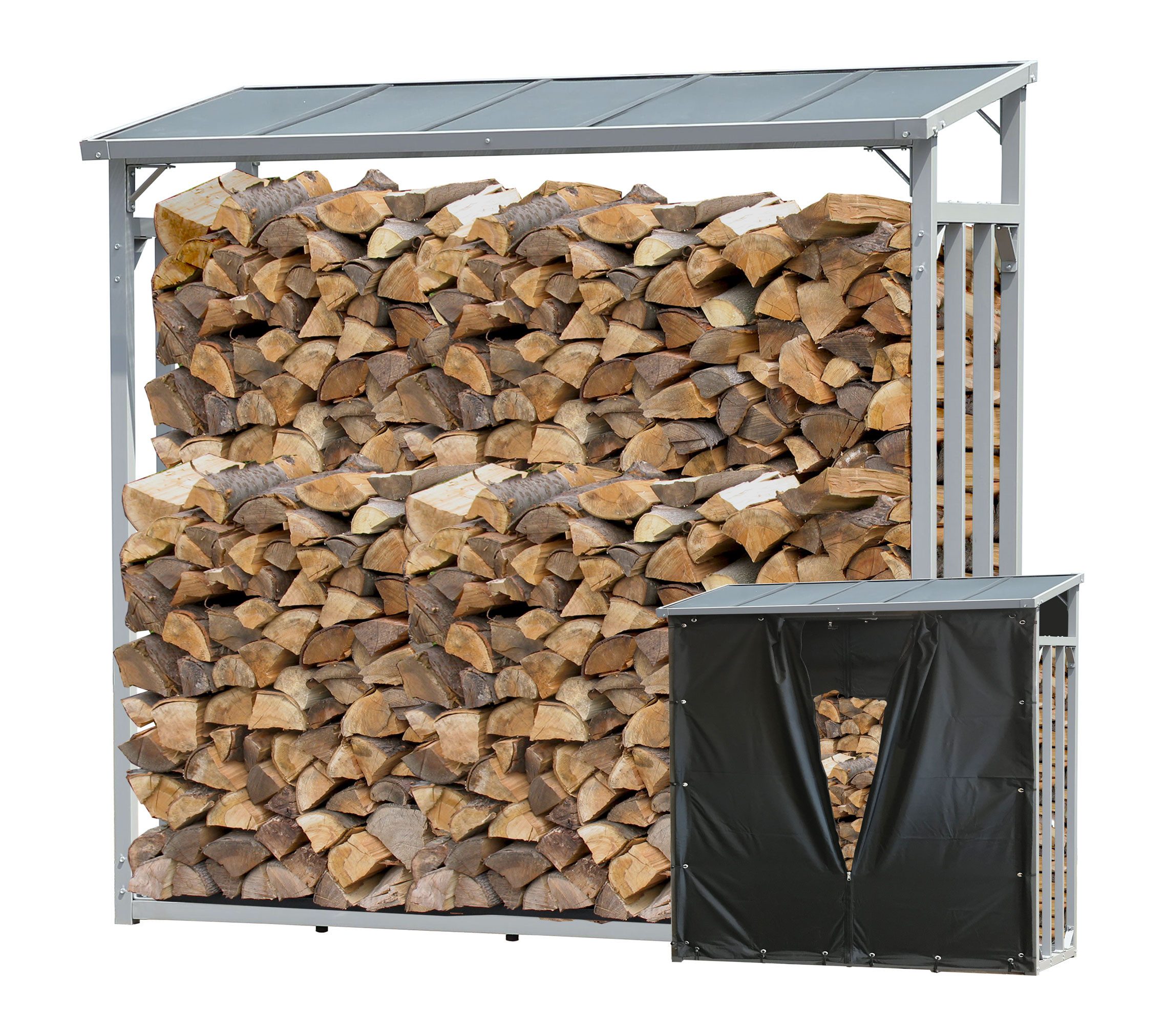 Quick Star Kaminholzregal ALU Kaminholzregal 143x70x145 cm, BxTxH:143x70x145 cm, Wetterschutz inklusive