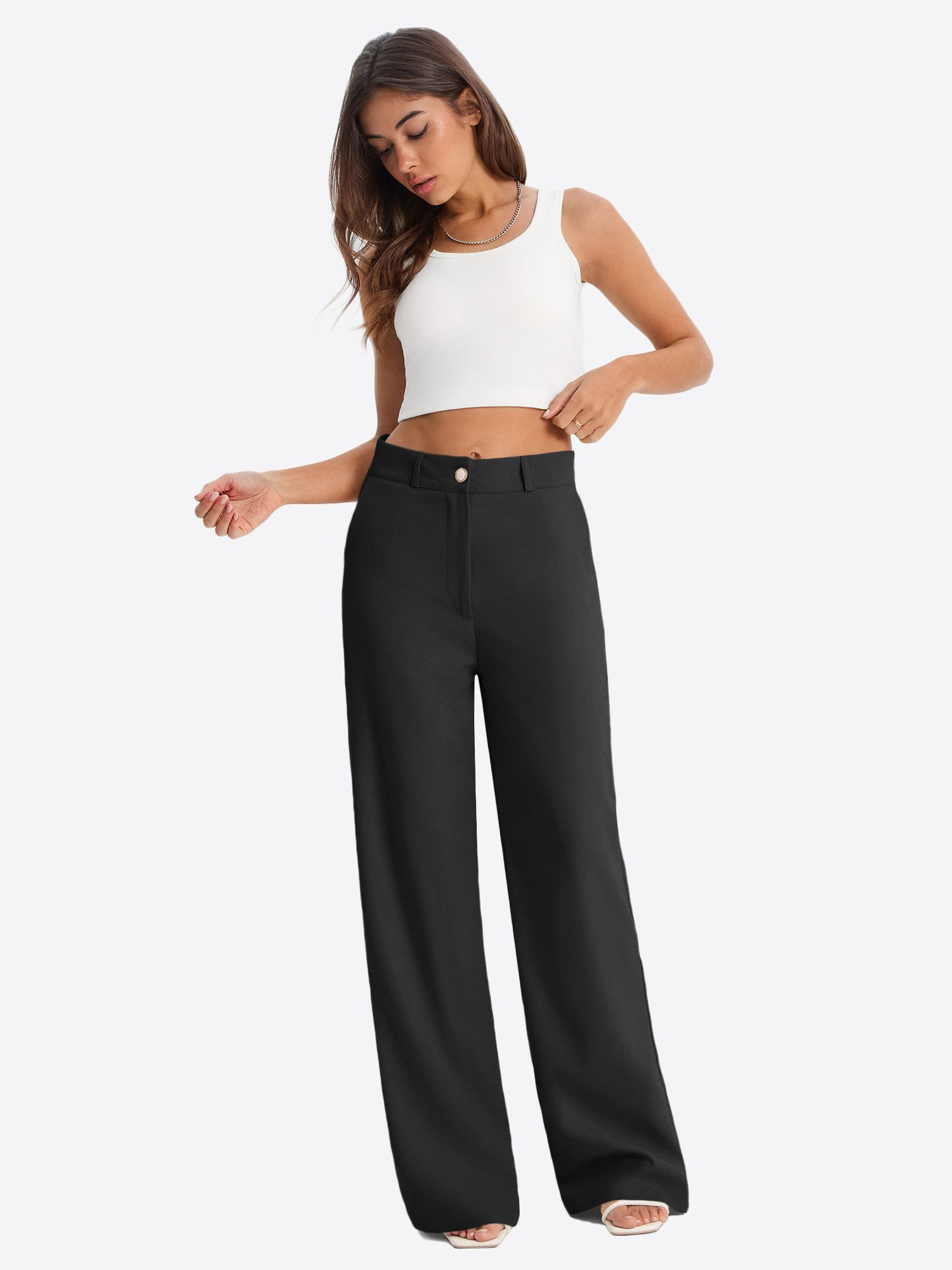 Imily Bela Anzughose Damen High-Waist Wide Leg Elegant Business Marlene-Hose (Packung, 1-tlg., 1per-Pack) in Unifarbe