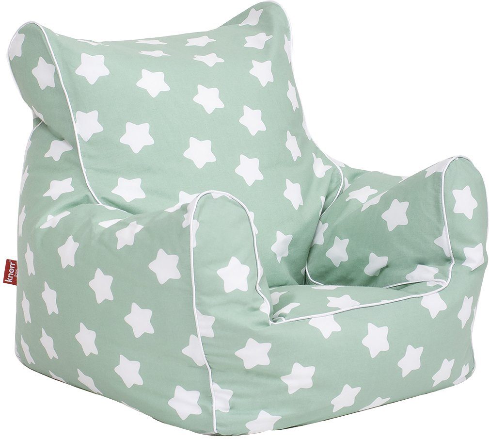 Knorrtoys® Sitzsack Green White Stars, für Kinder; Made in Europe | Sitzsäcke