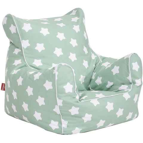 Knorrtoys® Sitzsack Green White Stars, für Kinder; Made in Europe