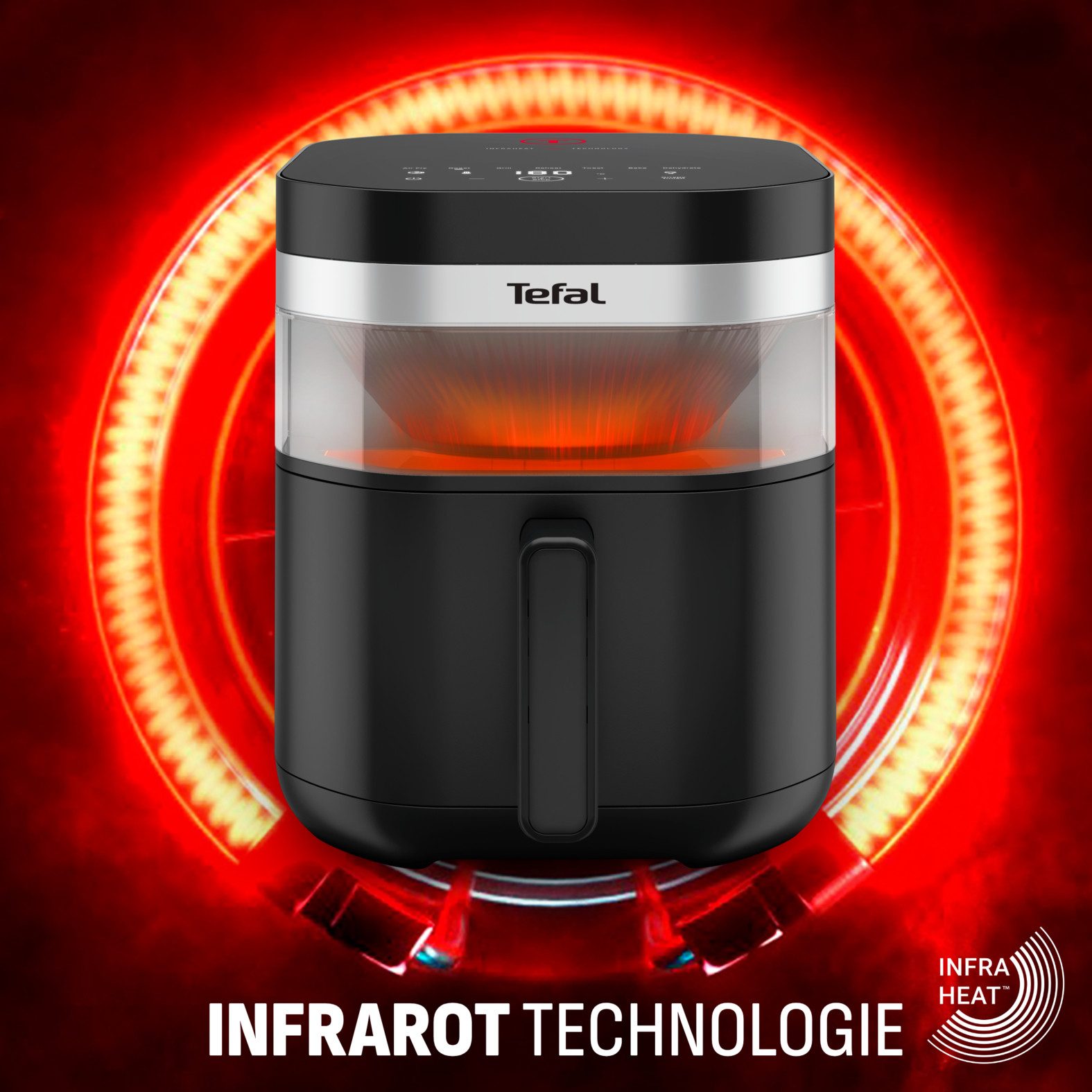 Tefal Heißluftfritteuse Easy Fry Infrared, ideal für 6-8 Personen, Infrarot-Technologie, 8 Programme, Sichtfenster, doppelte Heizelemente, EY832H