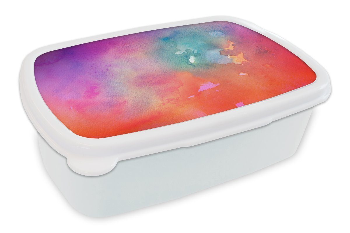 MuchoWow Lunchbox Aquarell - Abstrakt - Grün - Rot, Kunststoff, (2-tlg), Brotbox für Kinder und Erwachsene, Brotdose, für Jungs und Mädchen weiß | Lunchboxen