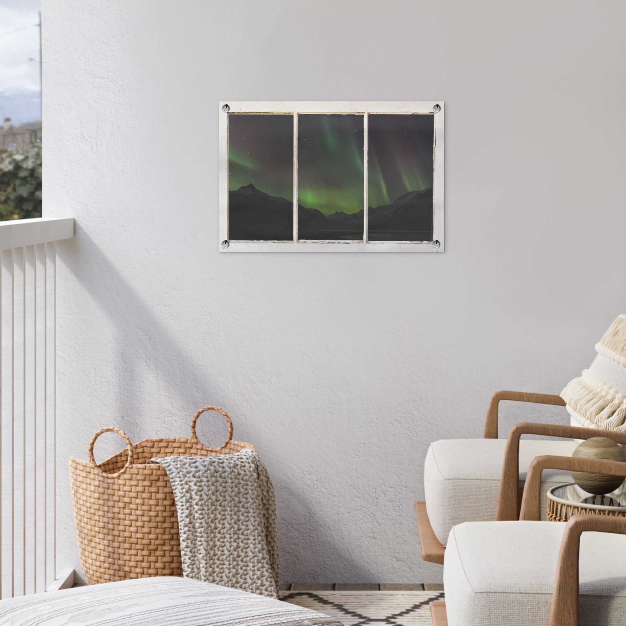 OnlyWow Poster für Garten Ausblick - Aurora - Wasser, Gartenposter, Outdoor Bilder, Gartendekoration Bild, 60x40 cm