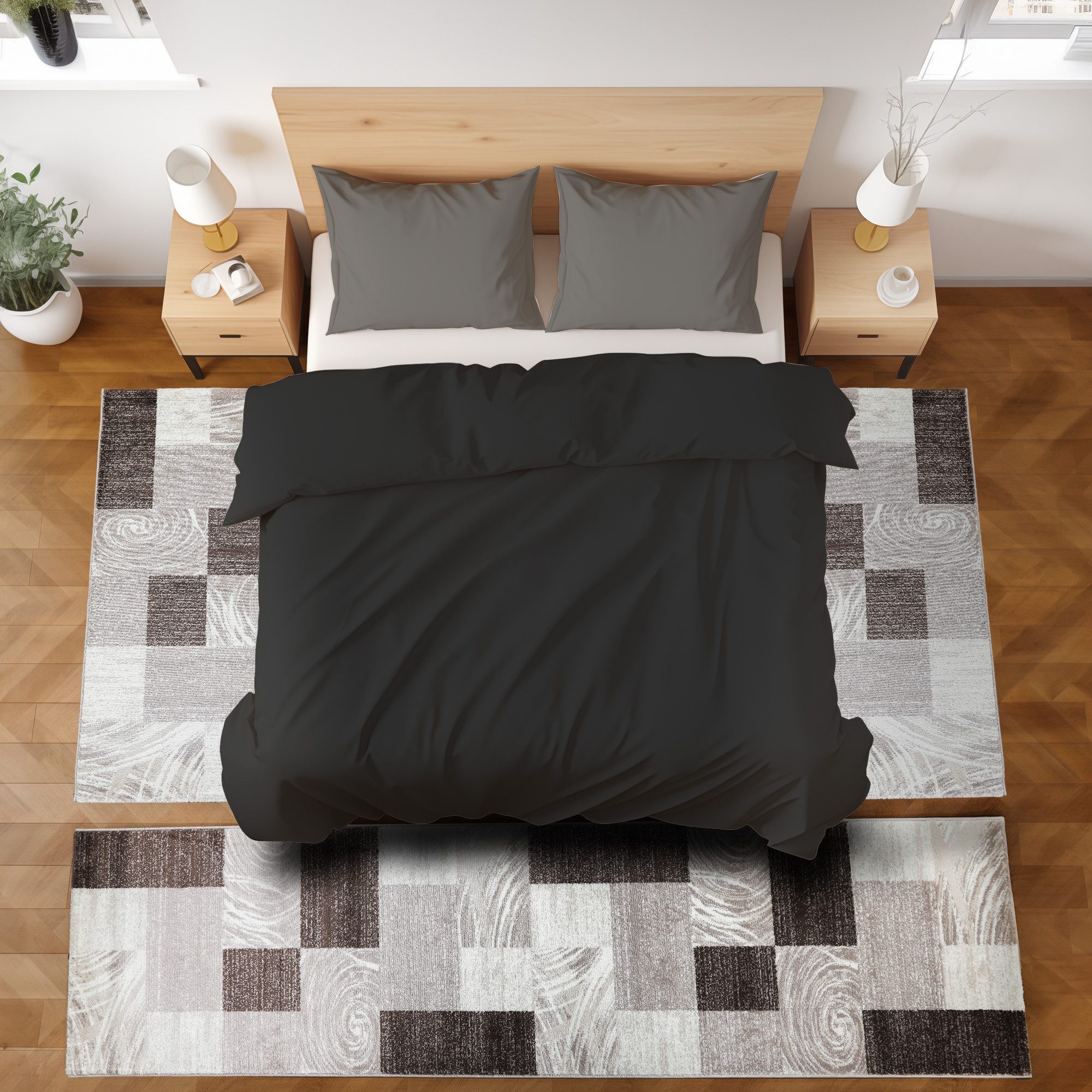 SIMPEX24 Kurzflor-Bettumrandung Abstrakt Kariert Design, Höhe günstig online kaufen