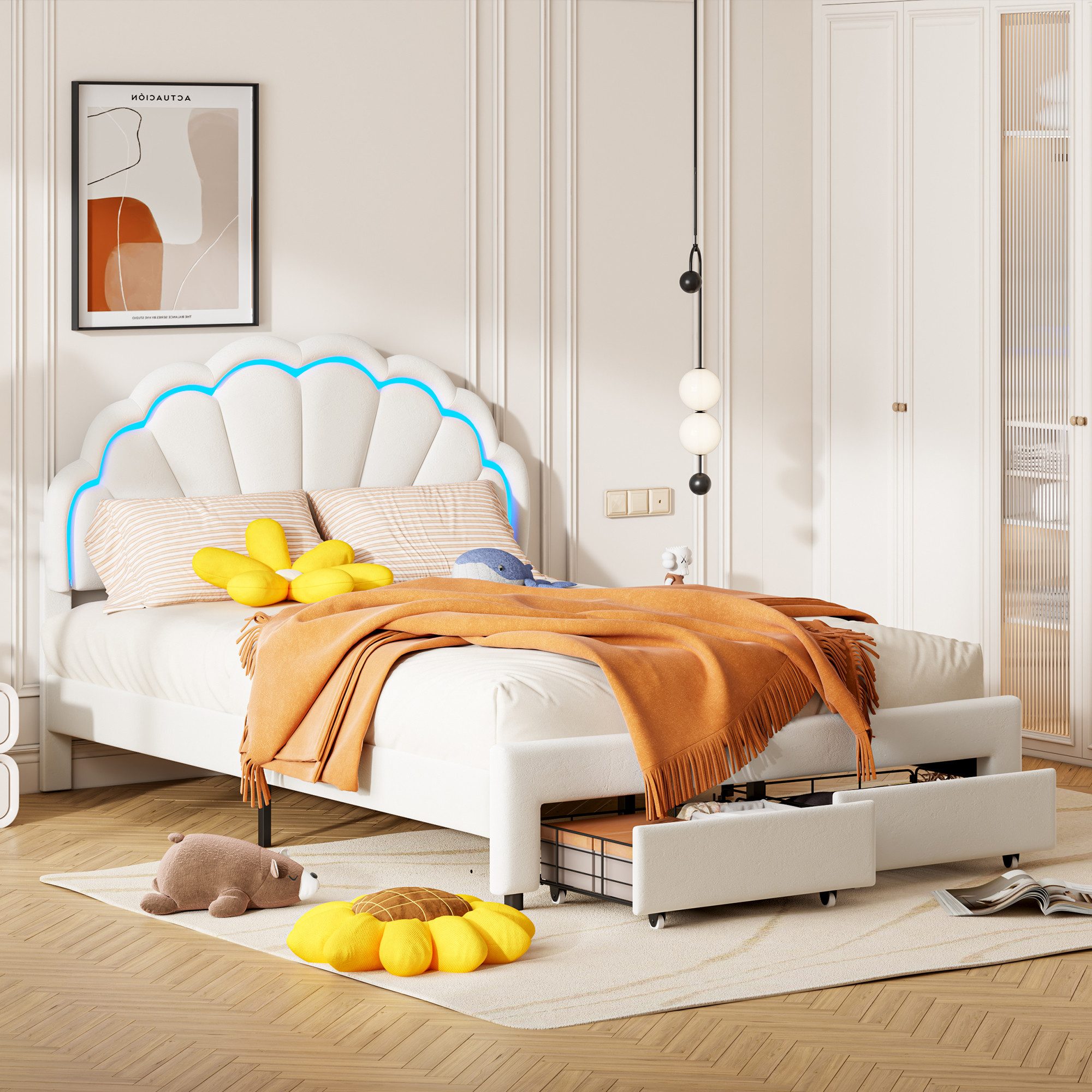 FUROKOY Polsterbett Polsterbett LED Kronenbett mit günstig online kaufen