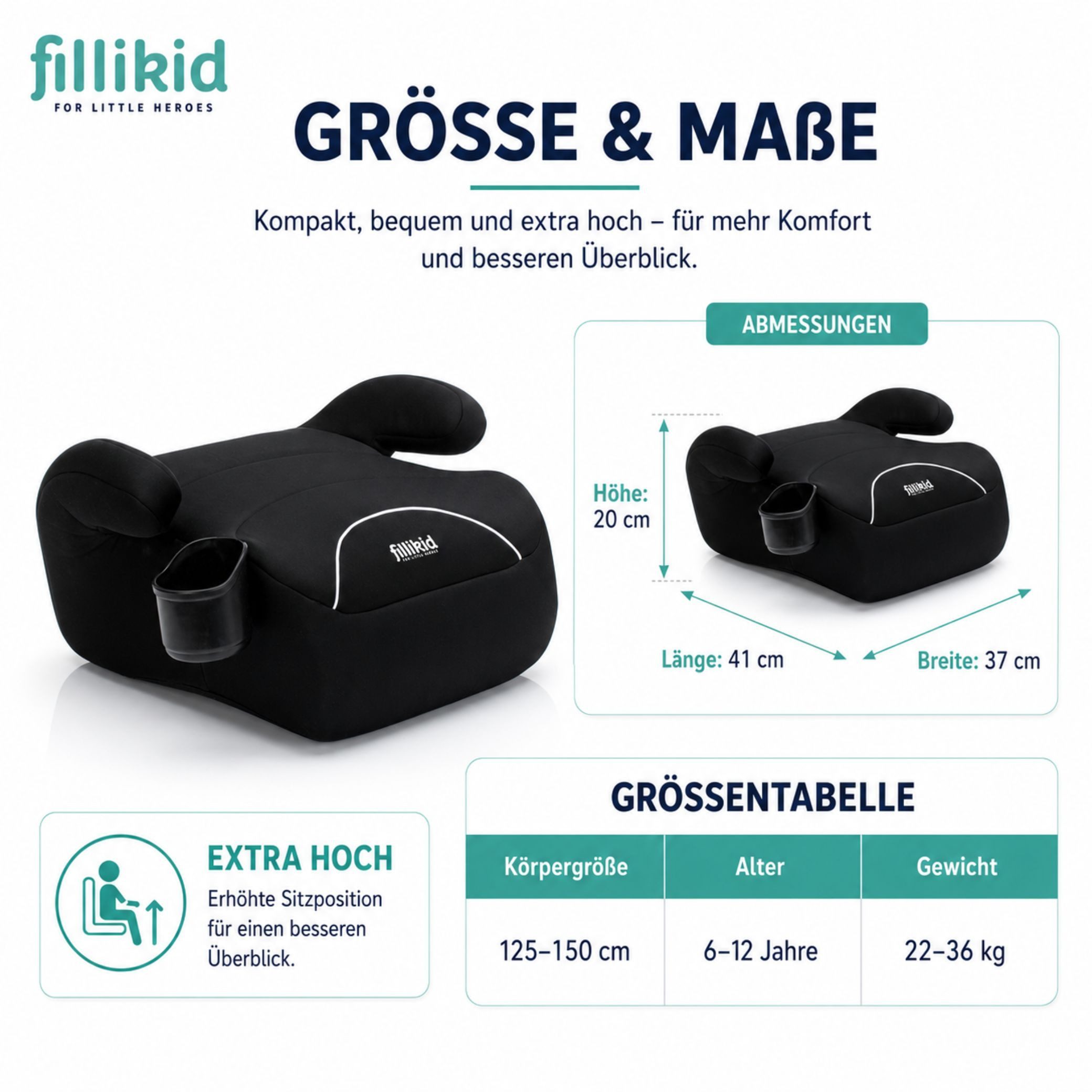 Fillikid Kindersitzerhöhung Sitzerhöhung Auto Exklusiv