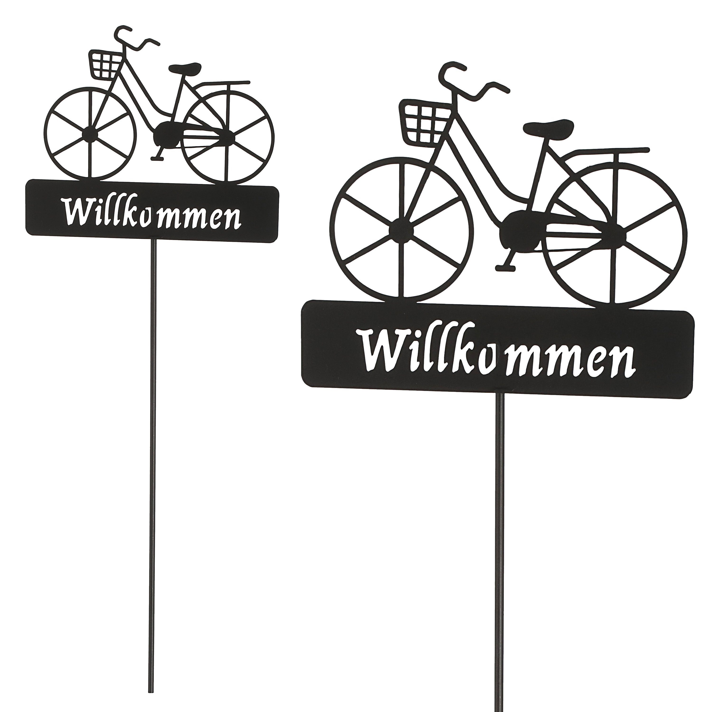 CEPEWA Gartenstecker Gartenstecker Willkommen Fahrrad