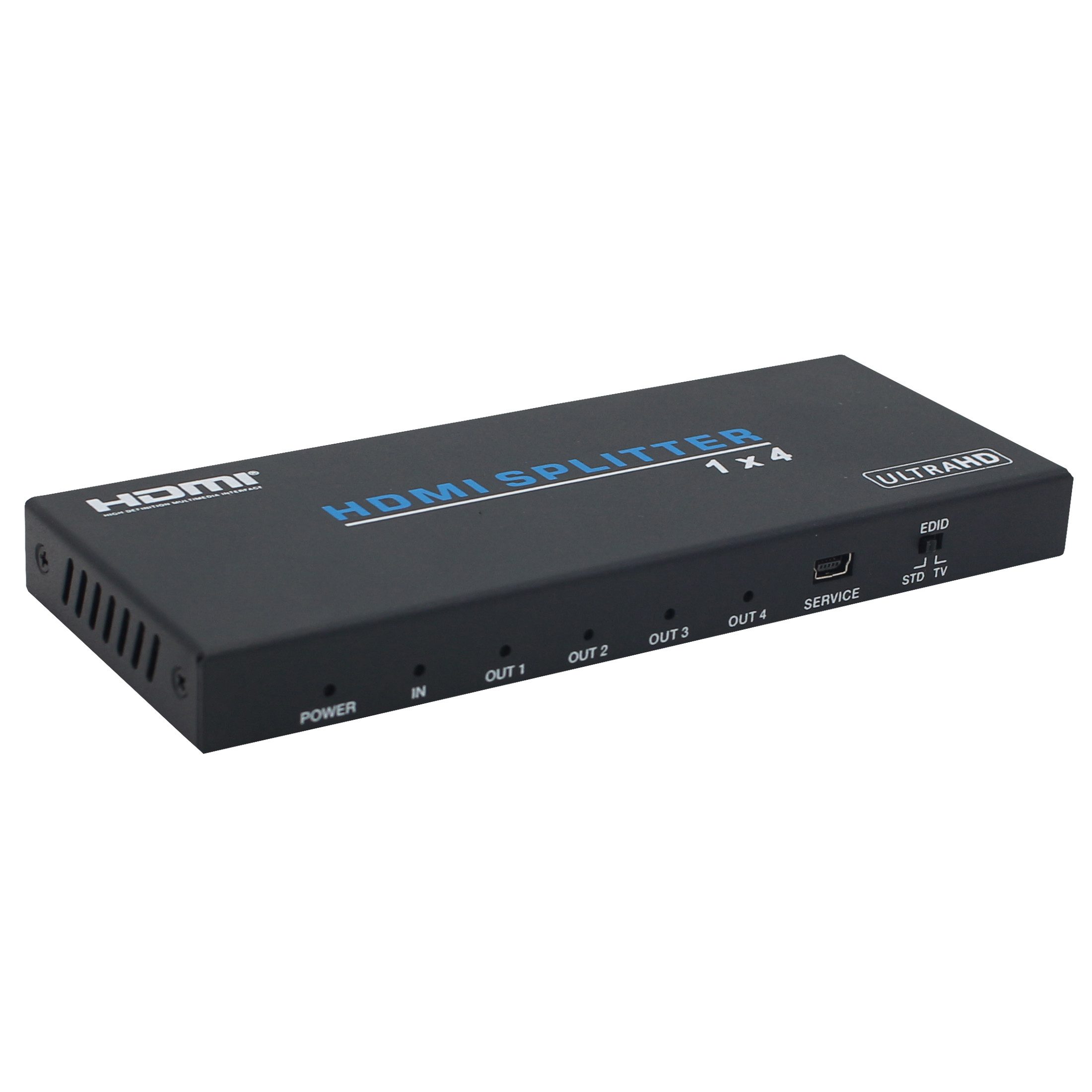Bolwins C06C HDMI 1x4 Splitter Verteiler Adapter EDID HDCP für Monitor TV Audio- & Video-Adapter HDMI Stecker zu HDMI Kupplung (1x4), 0 cm, 4K, HDCP 2.2, HDMI 2.0b, Metallgehäuse, 18Gbps