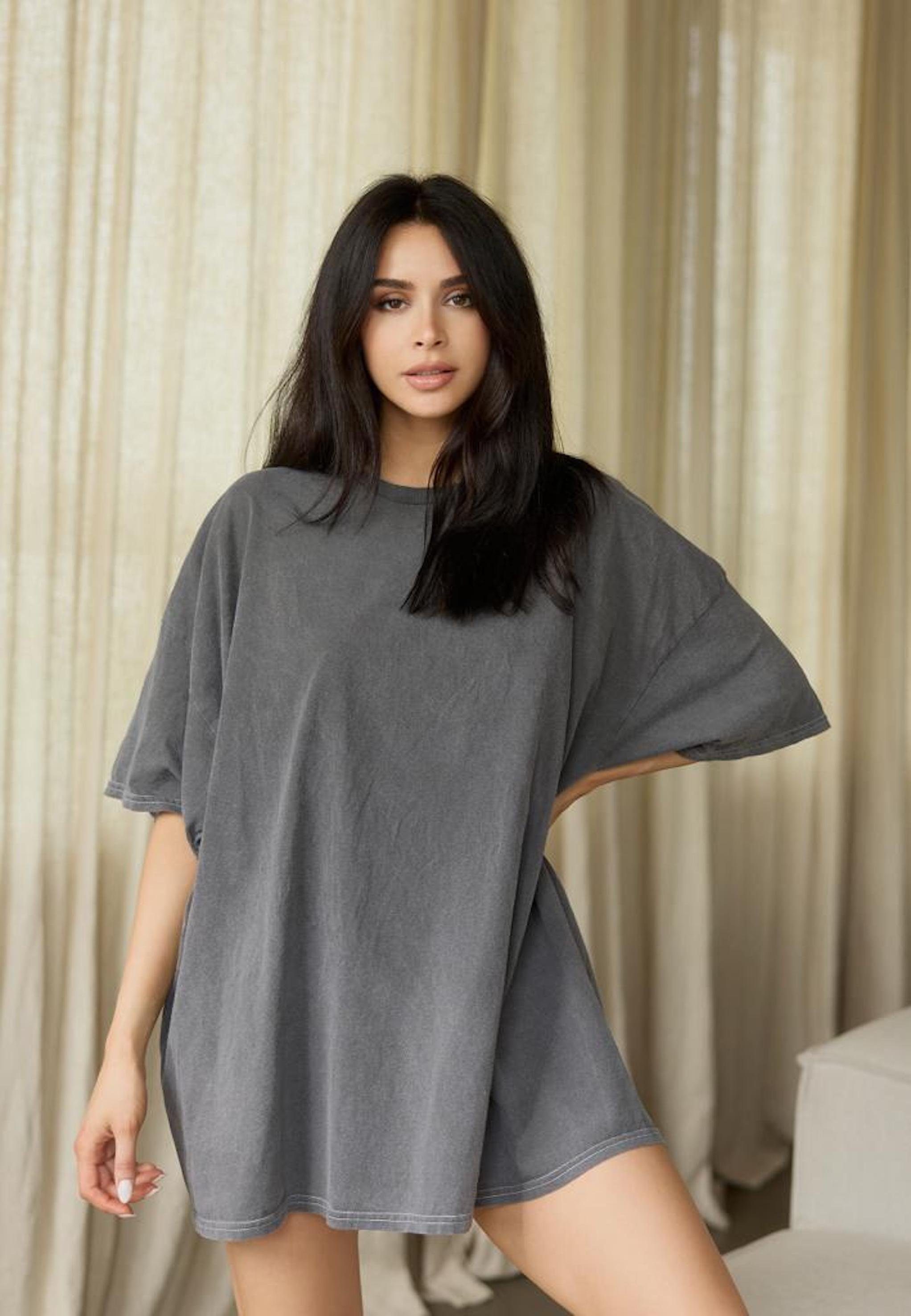 Worldclassca Print-Shirt Worldclassca Oversized T-SHIRT LA Print Washed Tee Sommer Oberteil Neu